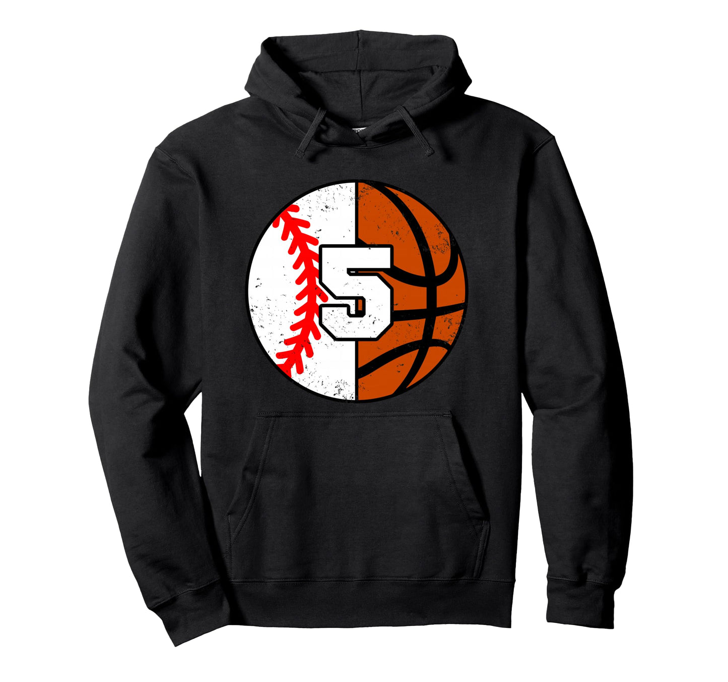Baseball Basketball Number 5 Hoodie - Casual Everyday Wear Men Women - T-Shirt, Sweatshirt, Hoodie