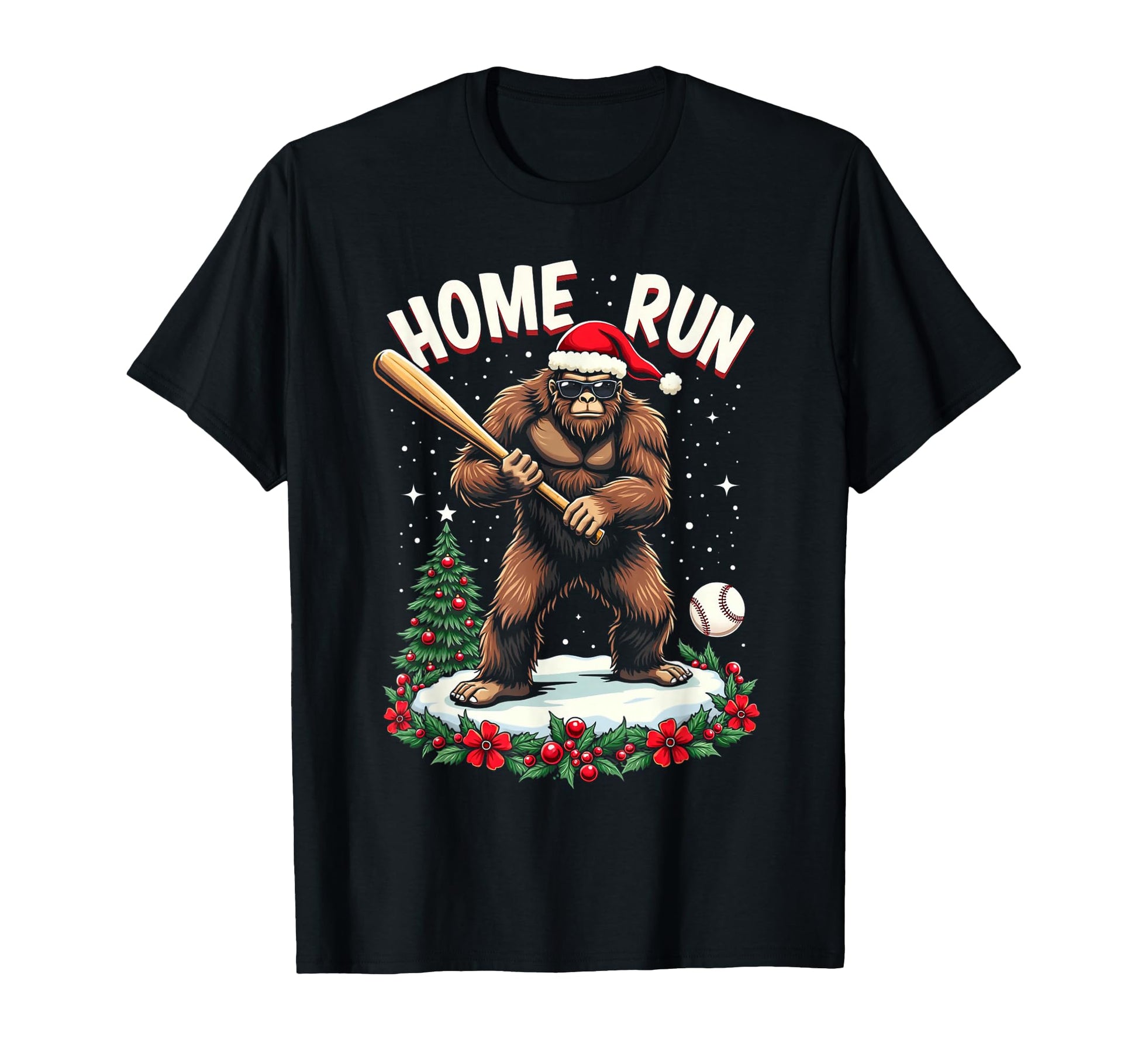 Homerun Bigfoot Playing Baseball T-Shirt - Custom Art Print Unisex - T-Shirt, Sweatshirt, Hoodie