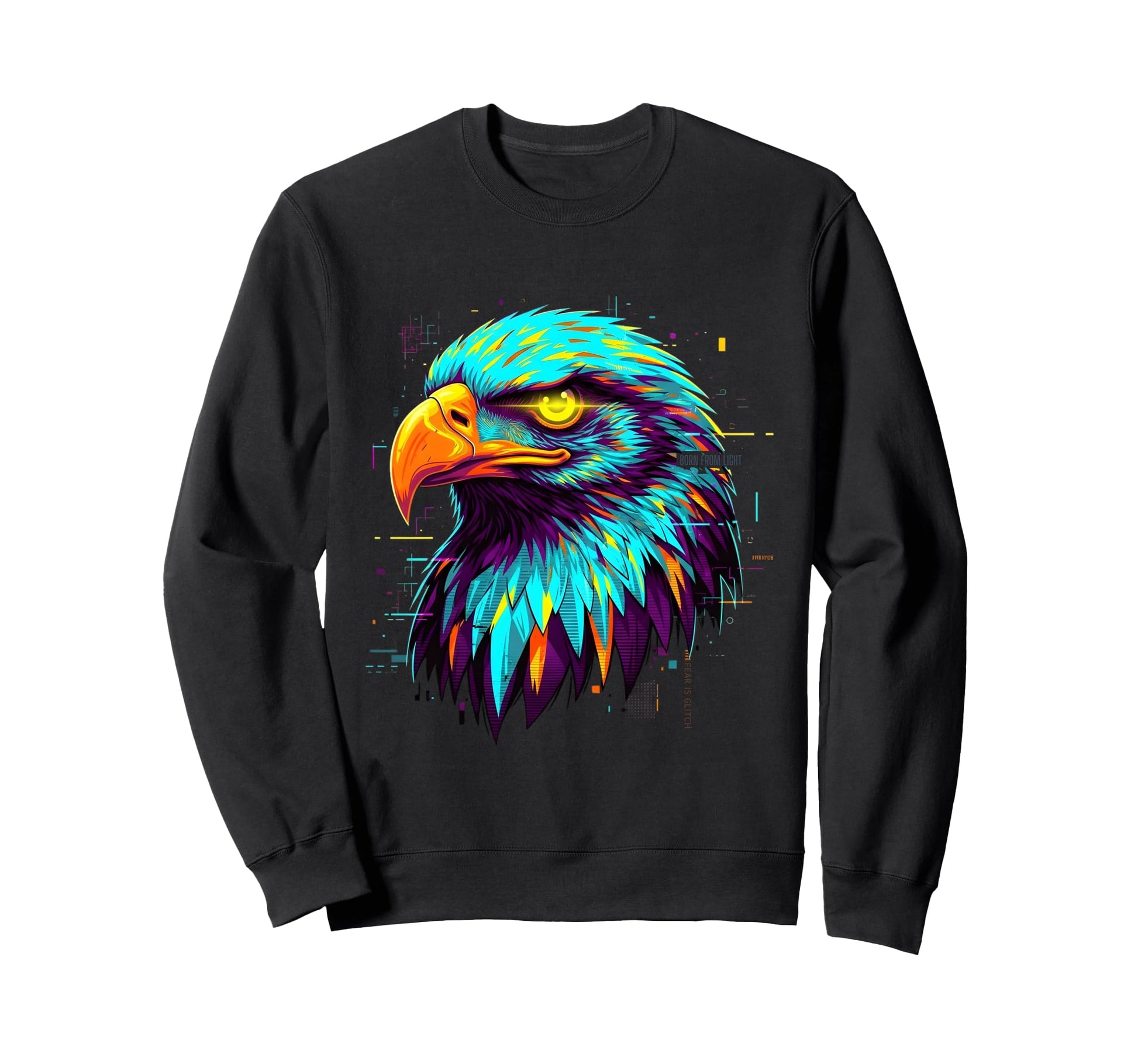 Cyberpunk Bald Eagle 80S Synthwave Sweatshirt - Novelty Apparel Unisex - T-Shirt, Sweatshirt, Hoodie