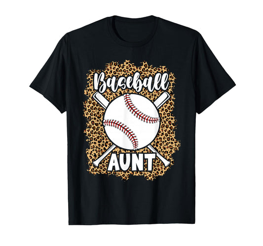 Baseball Aunt Leopard Baseball Aunt T-Shirt - Fun Novelty Design for Adults - T-Shirt, Sweatshirt, Hoodie