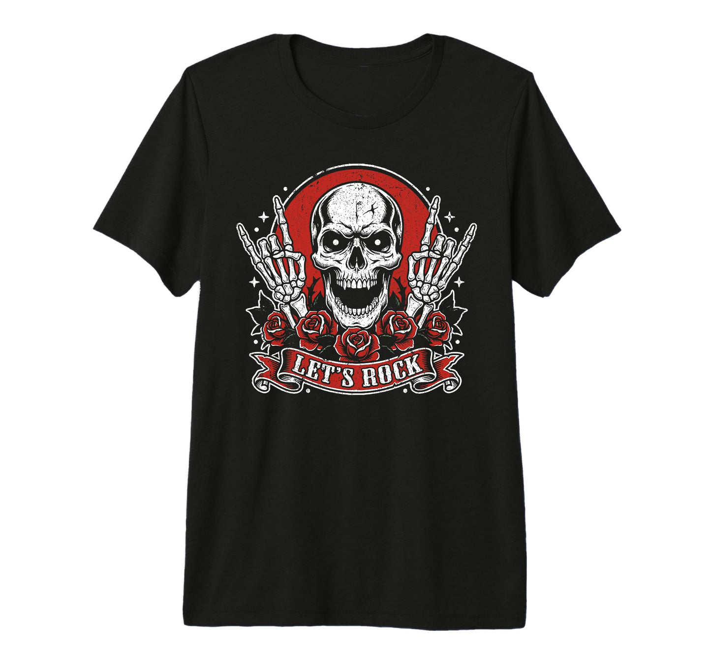 Lets Rock Skull Rock And Roll T-Shirt - Casual Everyday Wear Men Women - T-Shirt, Sweatshirt, Hoodie