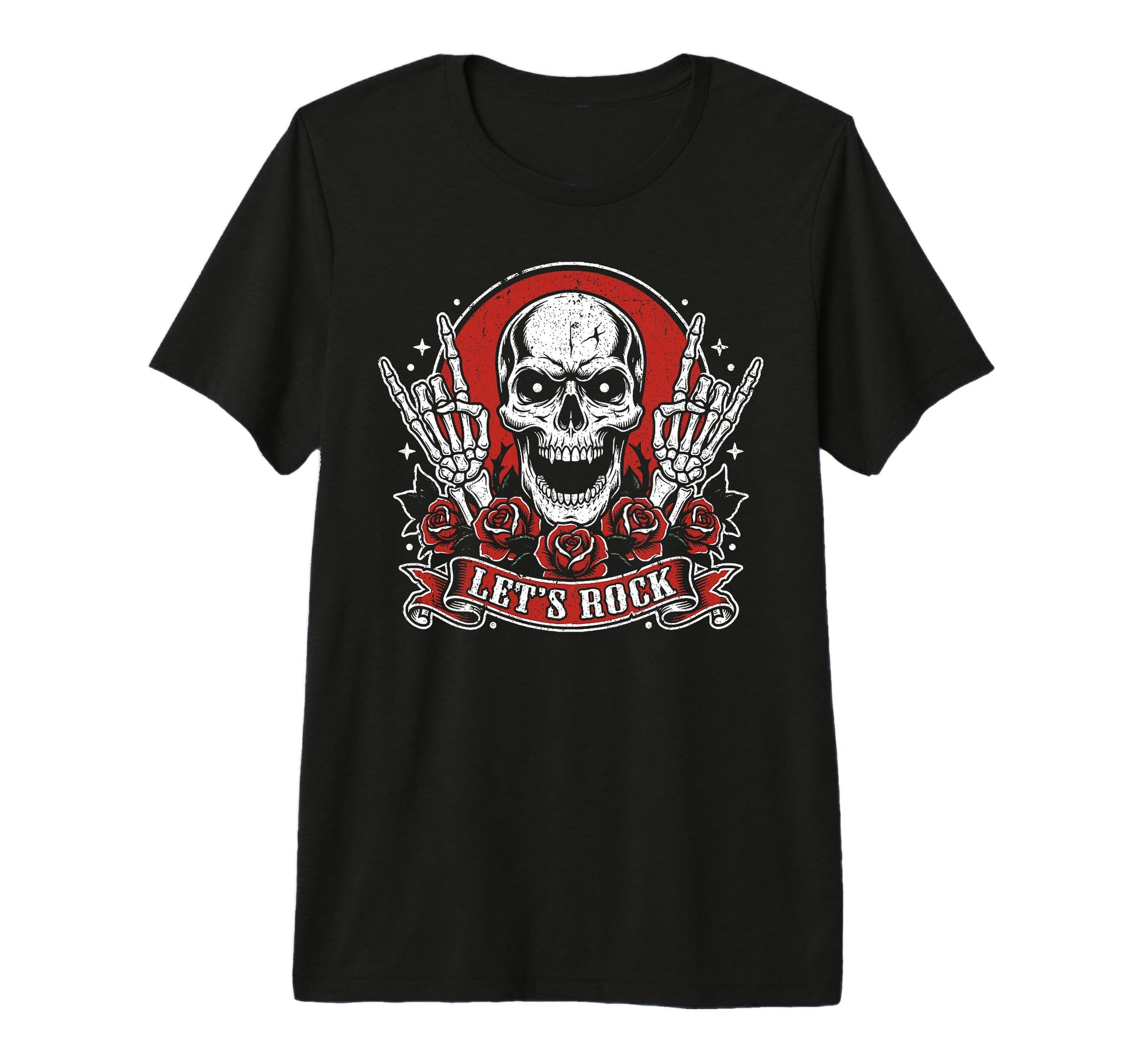 Lets Rock Skull Rock And Roll T-Shirt - Casual Everyday Wear Men Women - T-Shirt, Sweatshirt, Hoodie