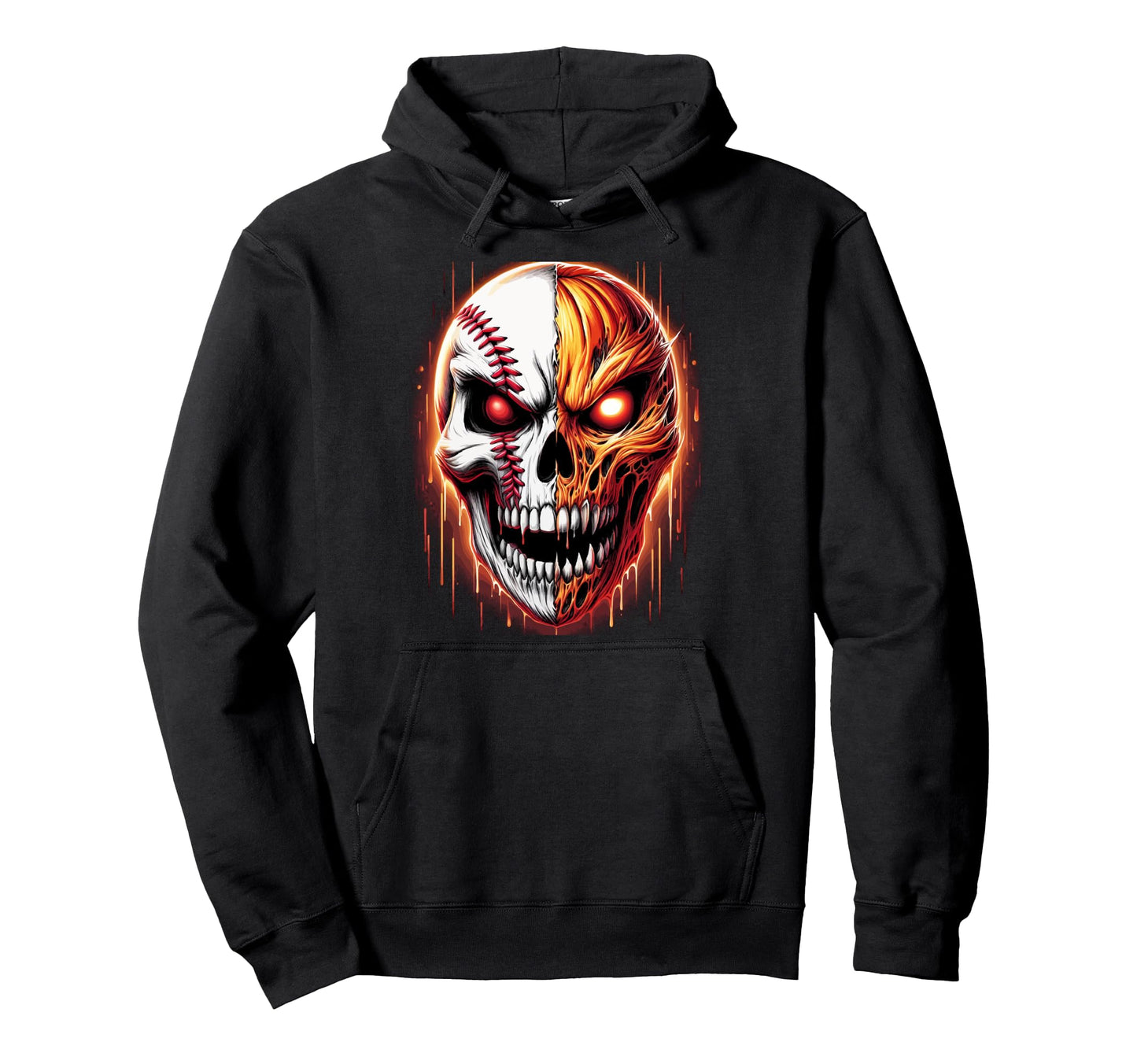 Halloween Skull Baseball Pumpkin Horror Hoodie - Graphic Print Unisex - T-Shirt, Sweatshirt, Hoodie