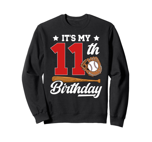 11Th Baseball Birthday Party 11 Year Sweatshirt - Custom Art Print Unisex - T-Shirt, Sweatshirt, Hoodie
