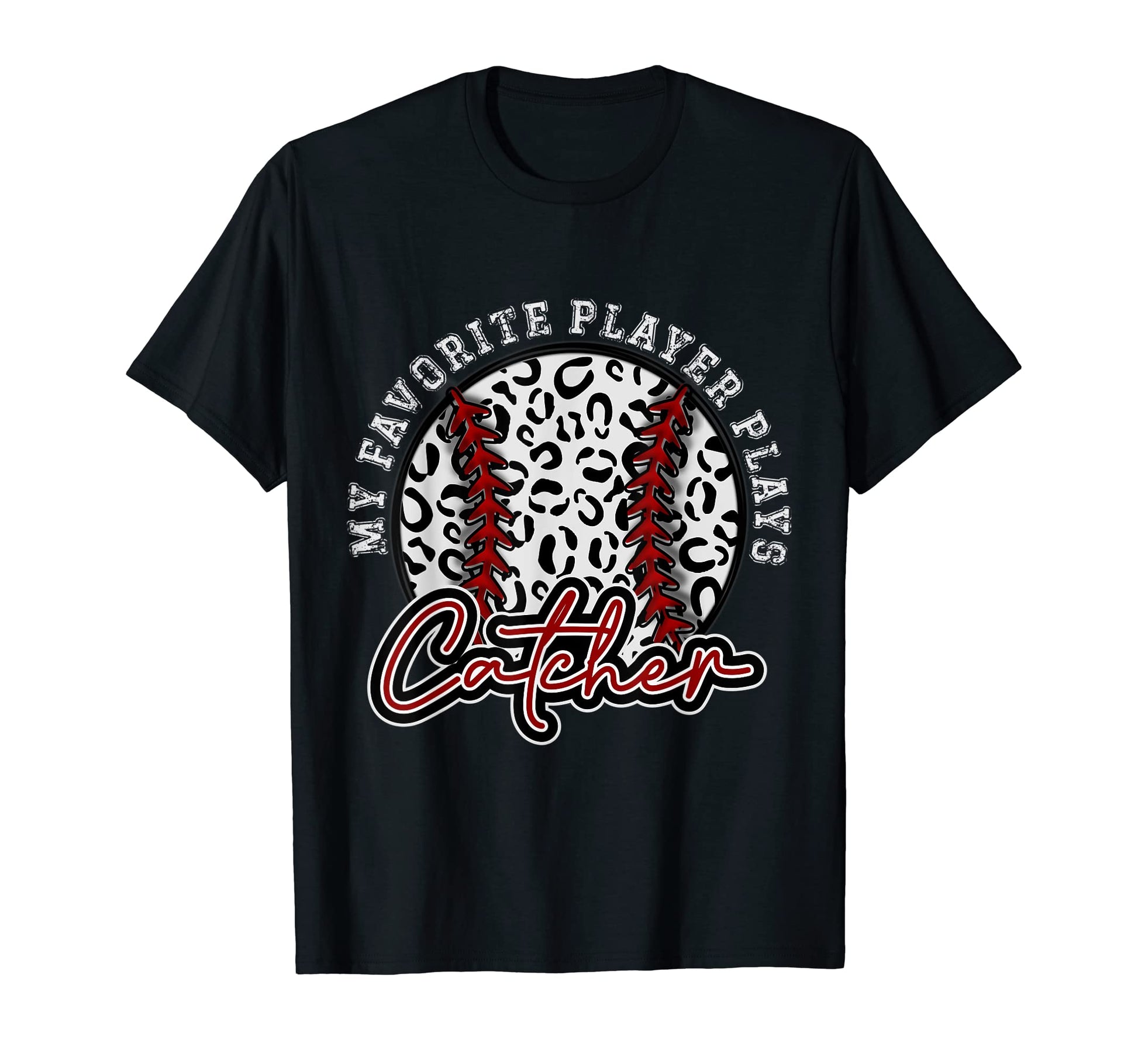 Leopard Cheetah Baseball Catcher Womens T-Shirt - Graphic Print for Adults - T-Shirt, Sweatshirt, Hoodie