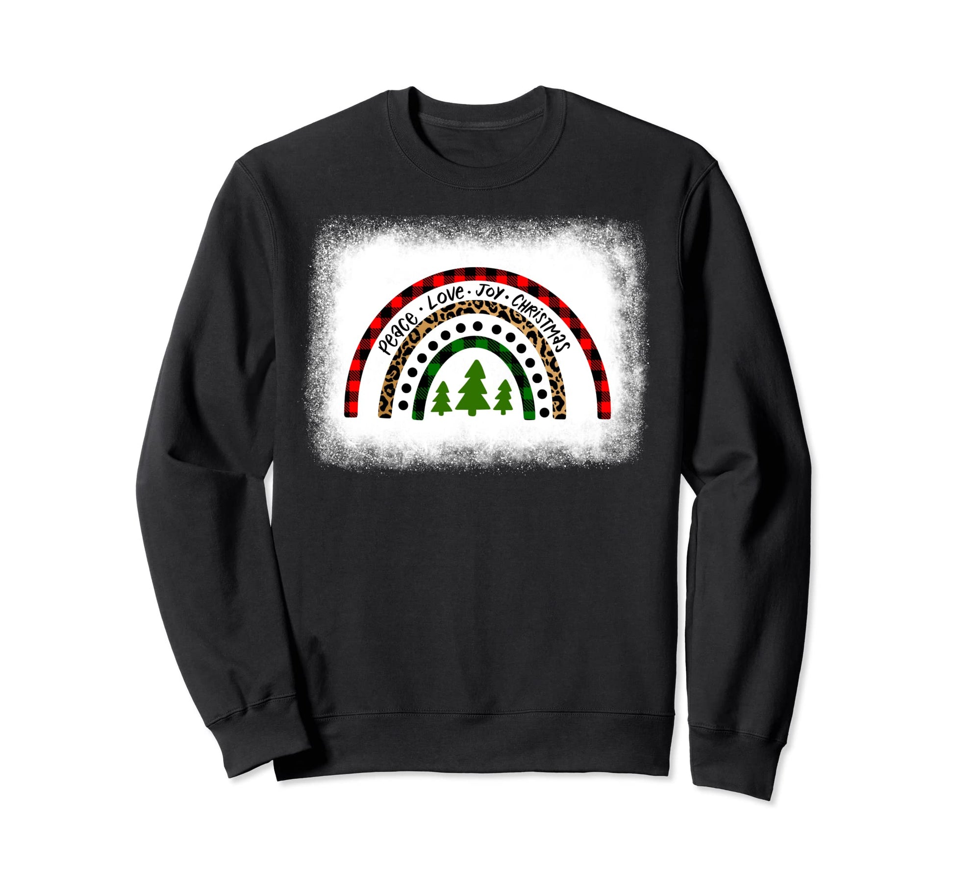 Peace Love Joy Leopard Plaid Sweatshirt - Custom Art Print Men Women - T-Shirt, Sweatshirt, Hoodie