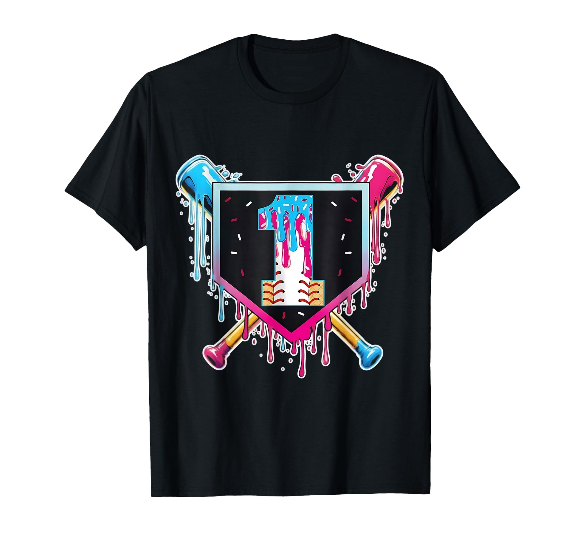 Baseball 1 Year Old Ice Cream Drip T-Shirt - Custom Art Print for Adults - T-Shirt, Sweatshirt, Hoodie