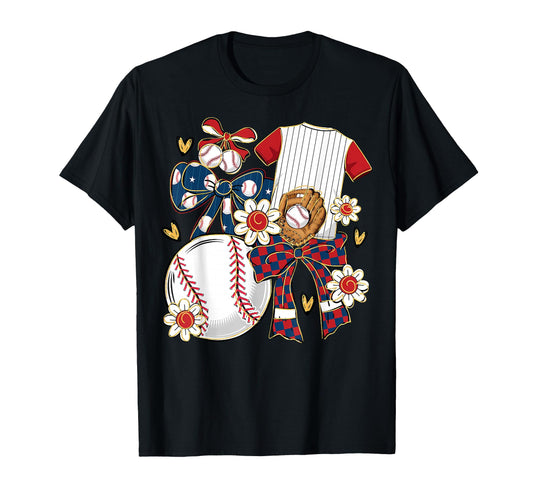 Baseball Coquette Bow Baseball Cheer T-Shirt - Trendy Graphic Men Women - T-Shirt, Sweatshirt, Hoodie