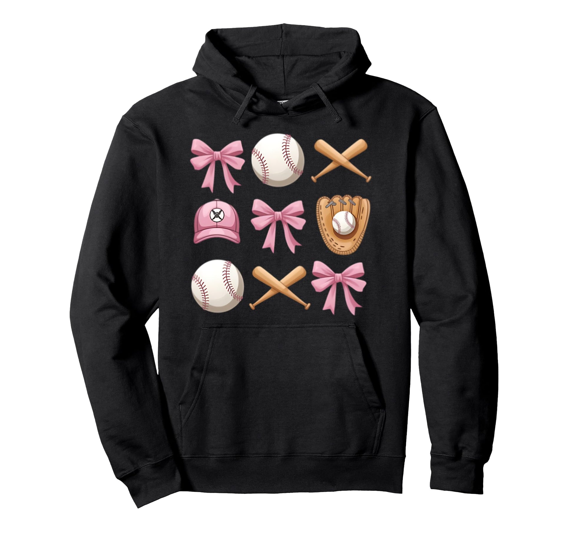 Baseball Coquette Bow Mom Sister Hoodie - Minimalist Print Men Women - T-Shirt, Sweatshirt, Hoodie