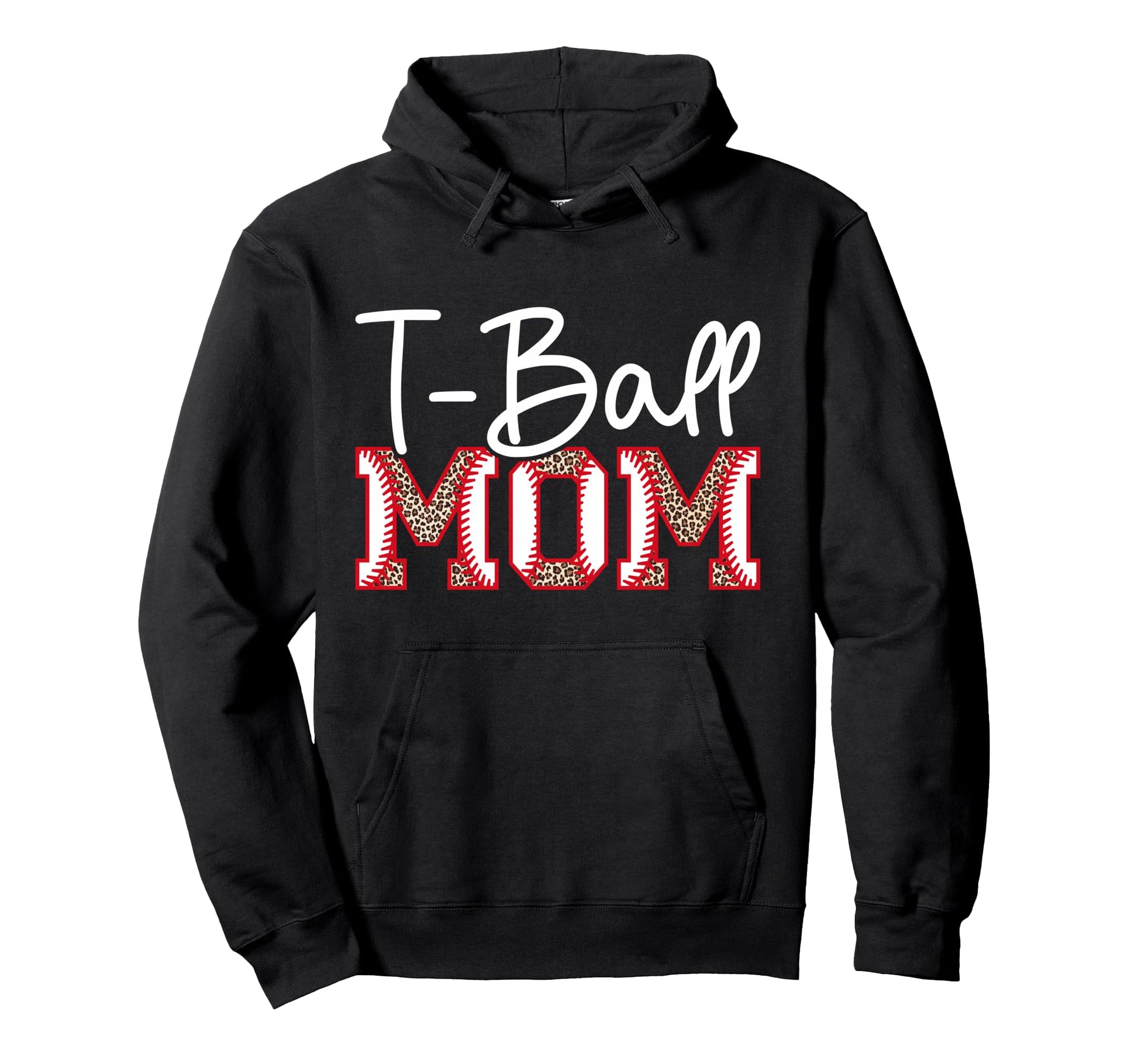 T Ball Mom Leopard Baseball T Ball Hoodie - Aesthetic Graphic Men Women - T-Shirt, Sweatshirt, Hoodie