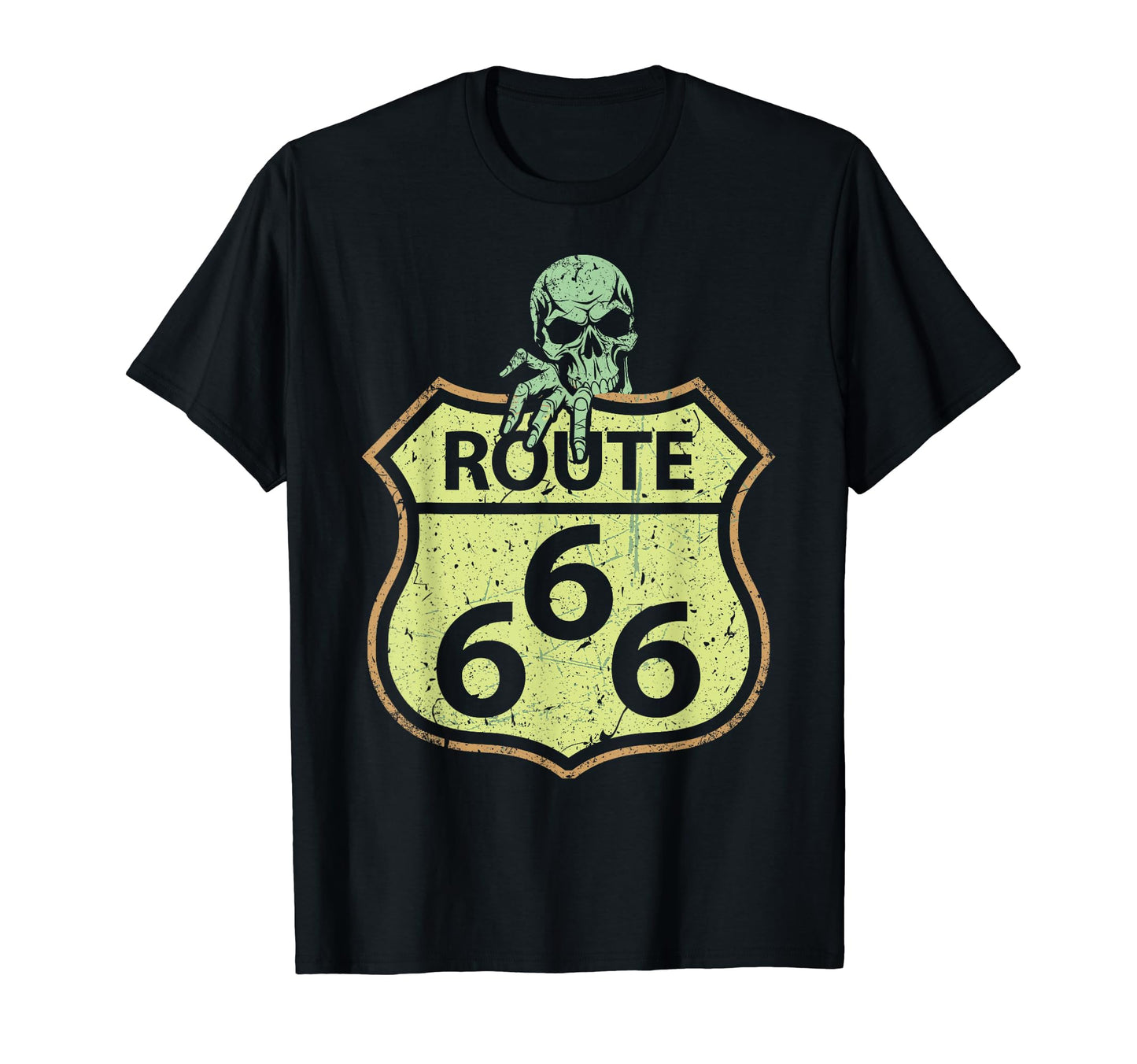 Creepy Skull Highway 66 Route 666 Funny T-Shirt - Graphic Print Unisex - T-Shirt, Sweatshirt, Hoodie