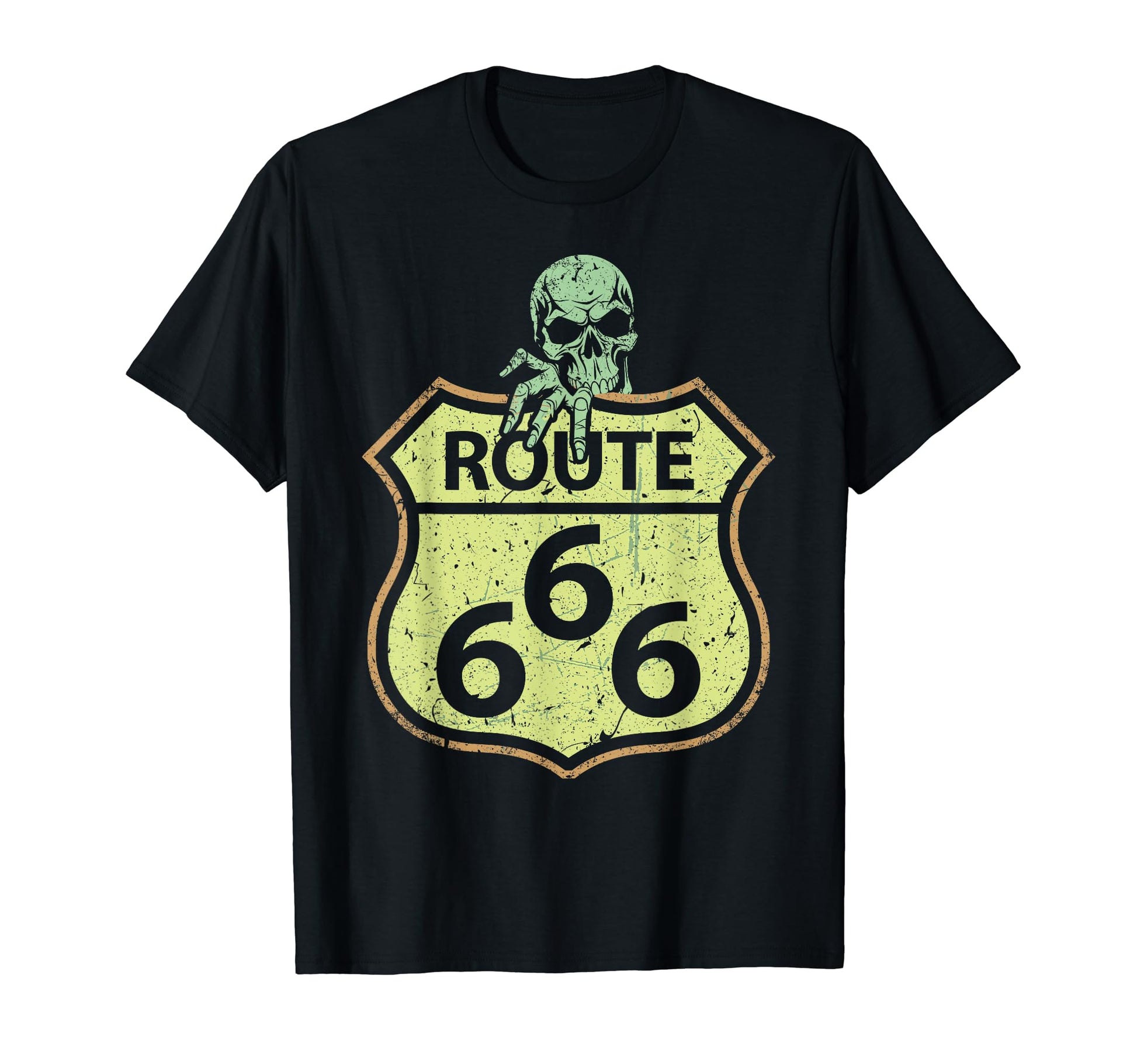 Creepy Skull Highway 66 Route 666 Funny T-Shirt - Graphic Print Unisex - T-Shirt, Sweatshirt, Hoodie