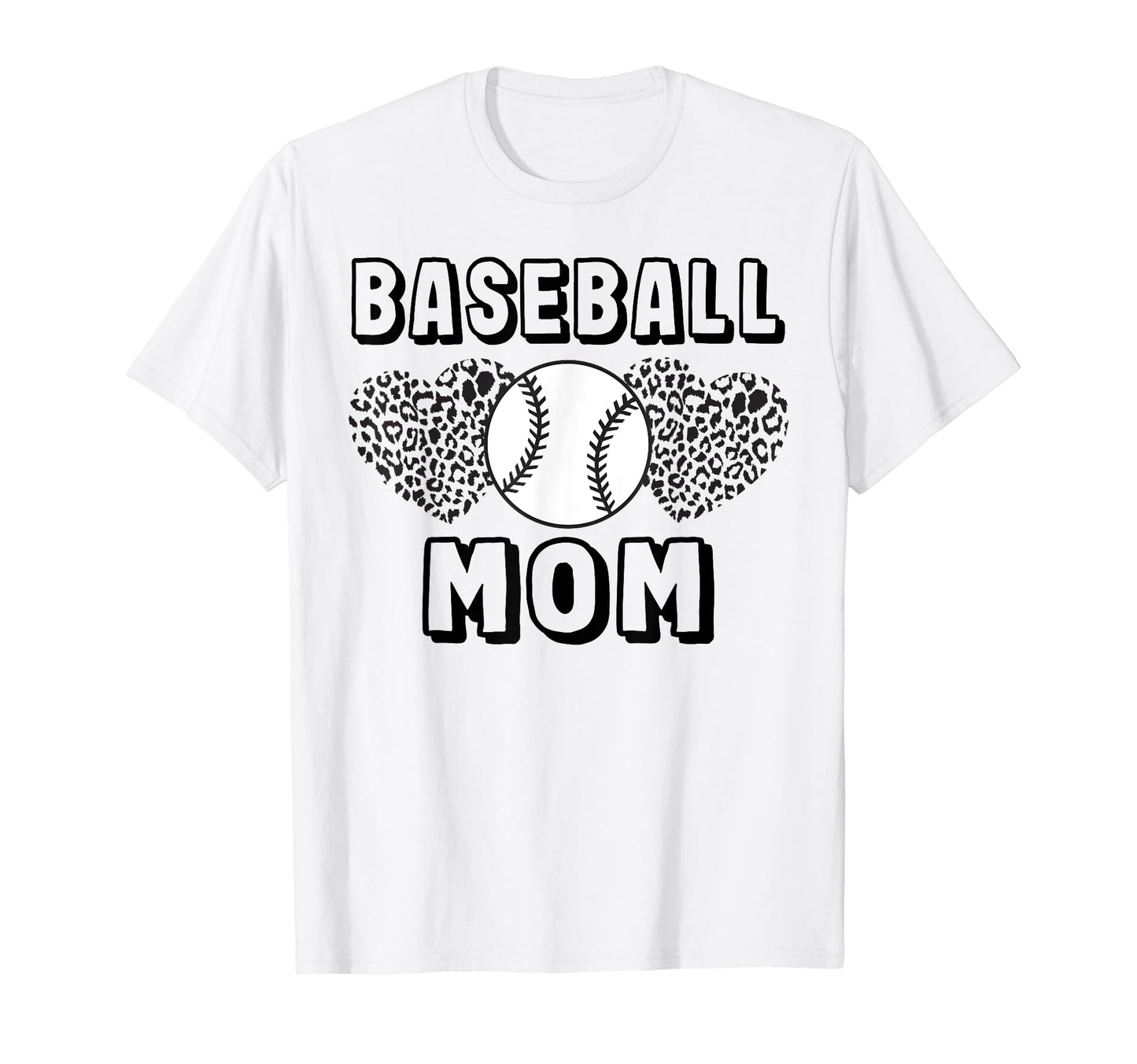 Baseball Mom Leopard Heart Game Day T-Shirt - Unique Graphic Men Women - T-Shirt, Sweatshirt, Hoodie