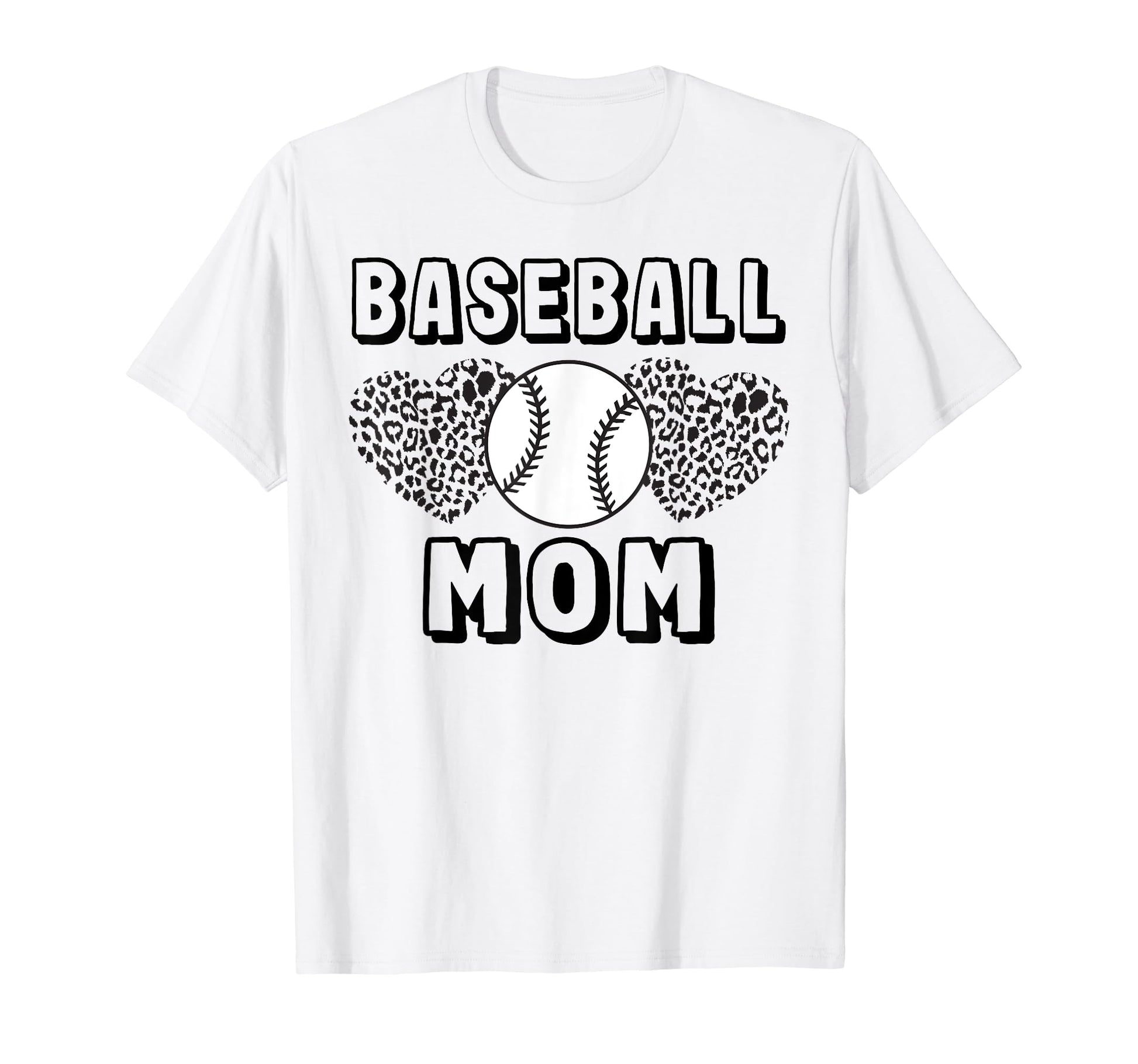 Baseball Mom Leopard Heart Game Day T-Shirt - Unique Graphic Men Women - T-Shirt, Sweatshirt, Hoodie
