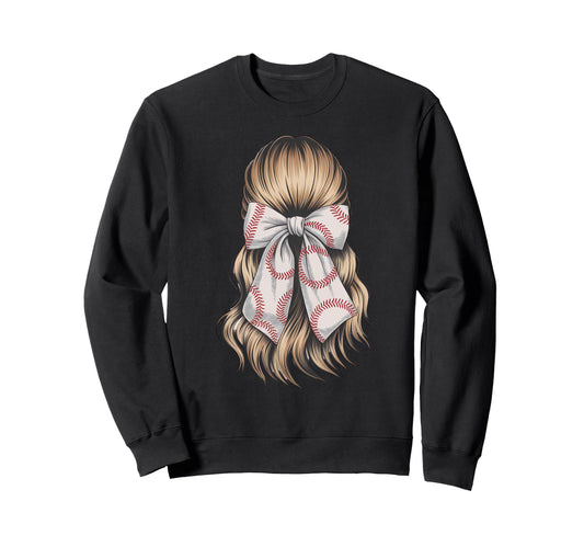 Baseball Coquette Bow Baseball Sweatshirt - Casual Everyday Wear Unisex - T-Shirt, Sweatshirt, Hoodie