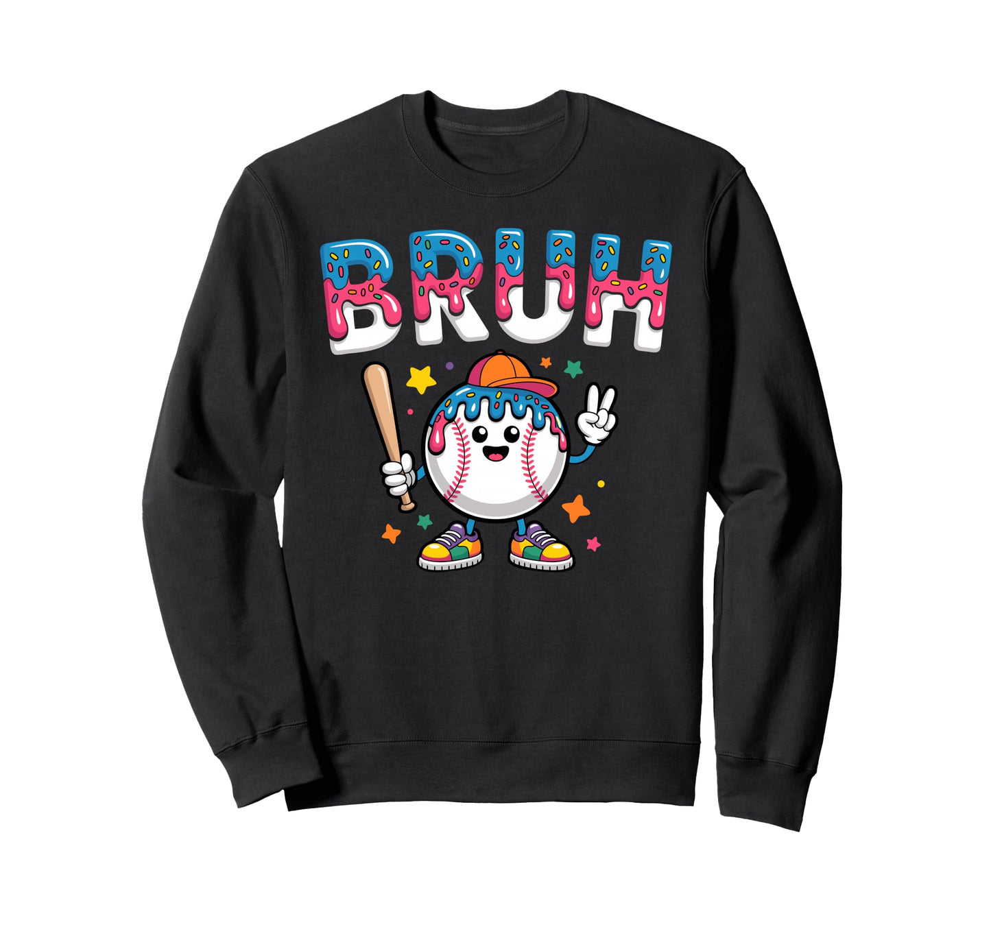 Peace Sign Baseball Lover Bruh Sweatshirt - Graphic Print Men Women - T-Shirt, Sweatshirt, Hoodie