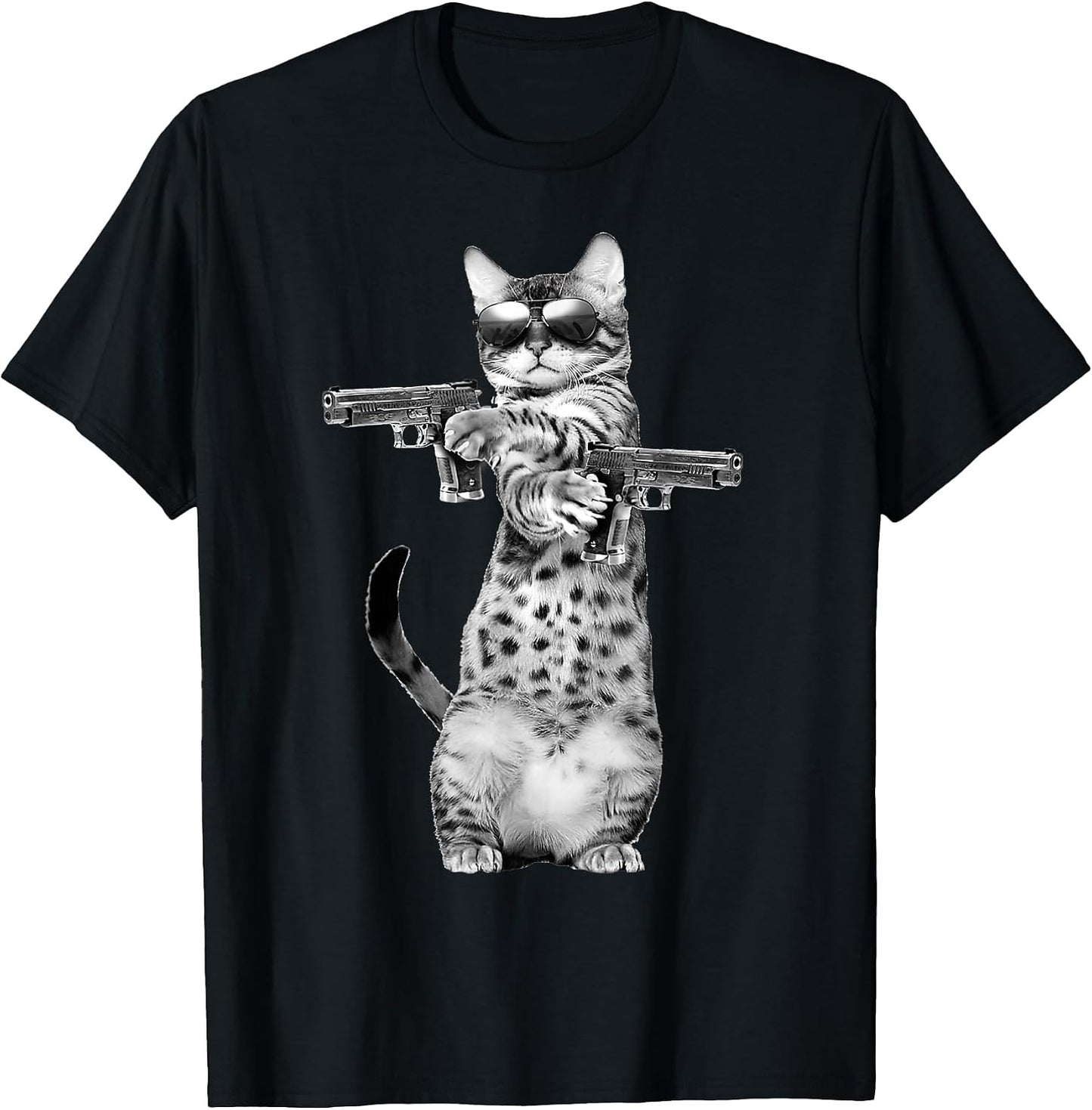 Funny Cat with Guns, Cats Lover - Adult & Kids T-Shirts, Sweatshirts & Hoodies apparel design preview 1