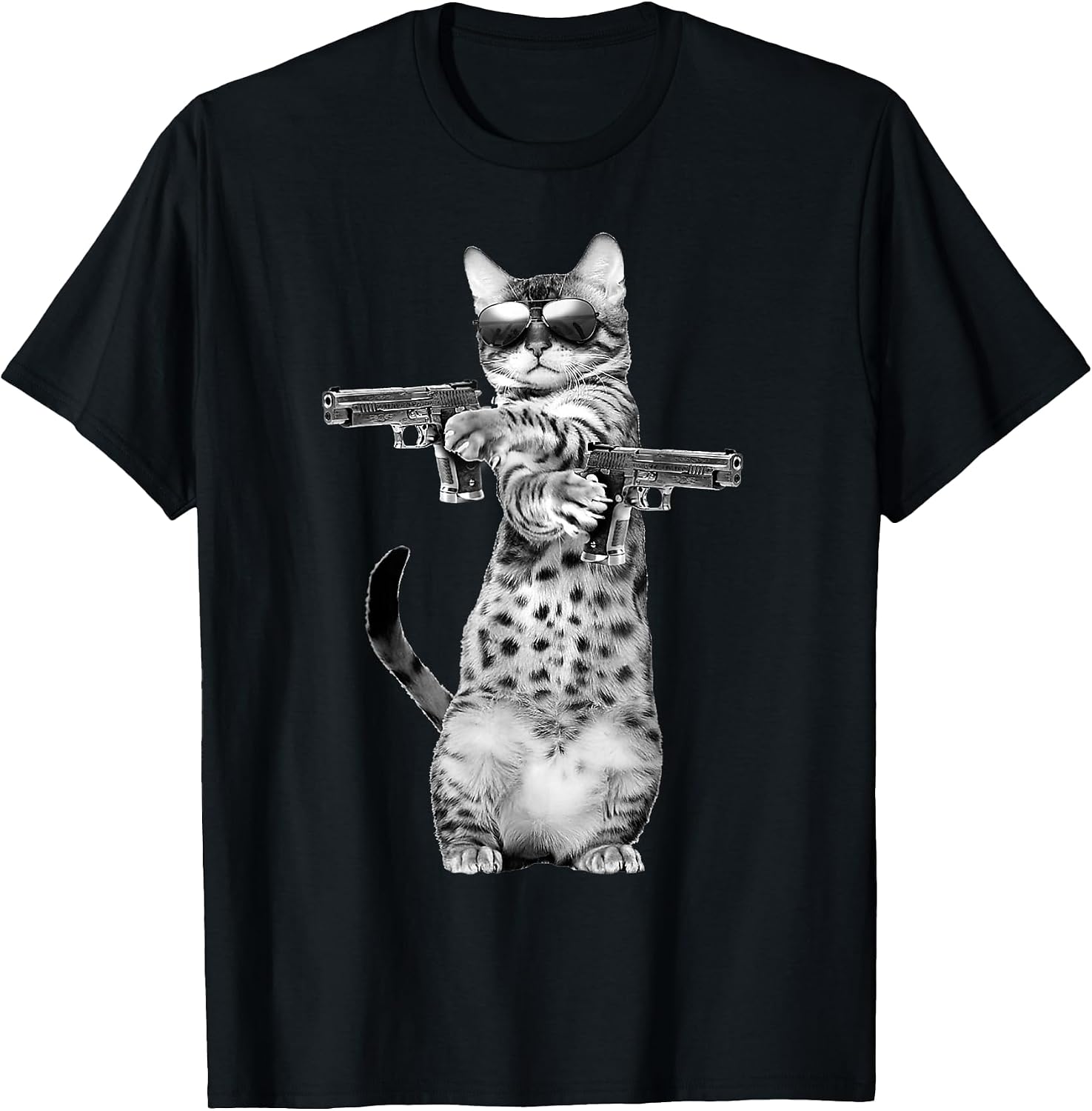 Funny Cat with Guns, Cats Lover - Adult & Kids T-Shirts, Sweatshirts & Hoodies apparel design preview 1