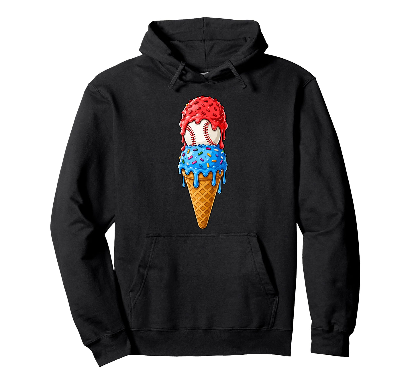 Funny Baseball Sprinkles Lover Ice Hoodie - Minimalist Print for Adults - T-Shirt, Sweatshirt, Hoodie