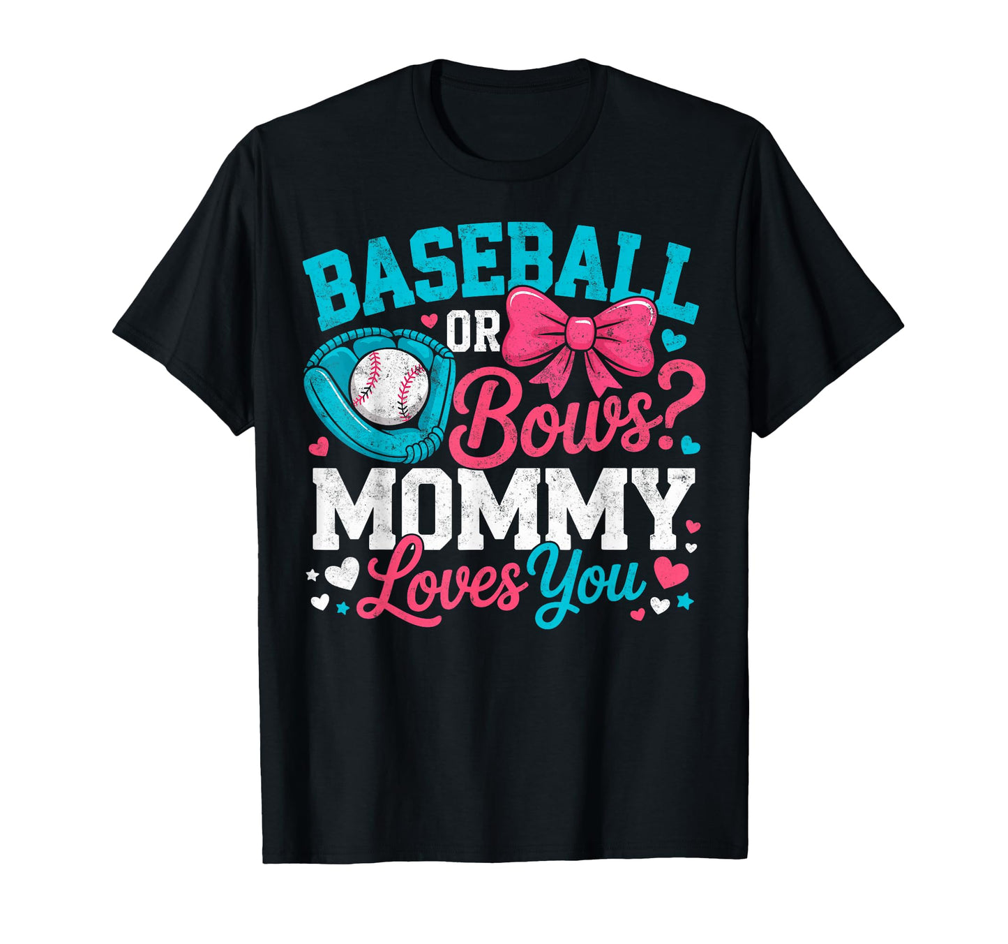 Gender Reveal Party Baseball Bows T-Shirt - Minimalist Print for Adults - T-Shirt, Sweatshirt, Hoodie