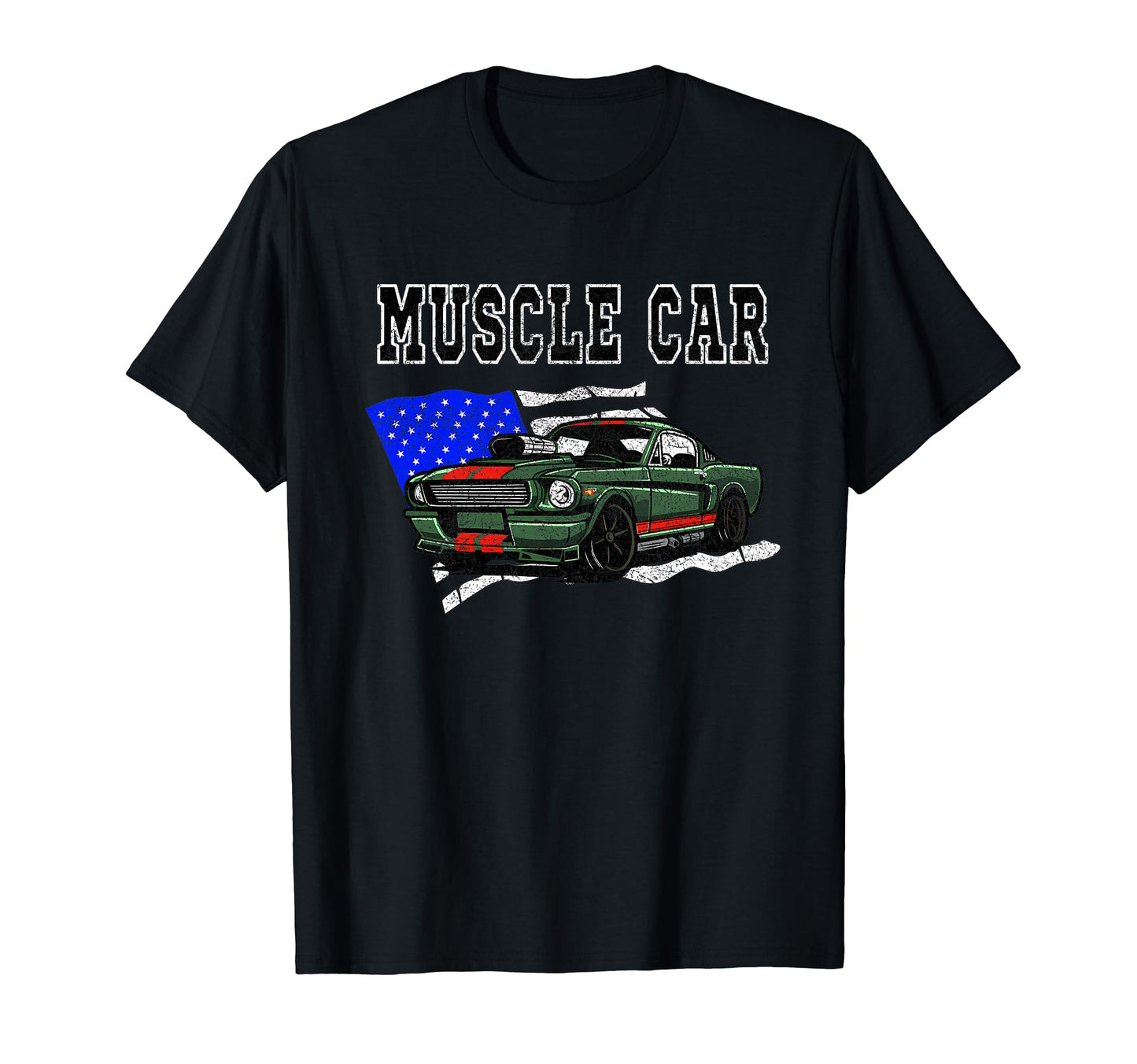 American Muscle Car Car American Flag T-Shirt - Trendy Graphic Unisex - T-Shirt, Sweatshirt, Hoodie