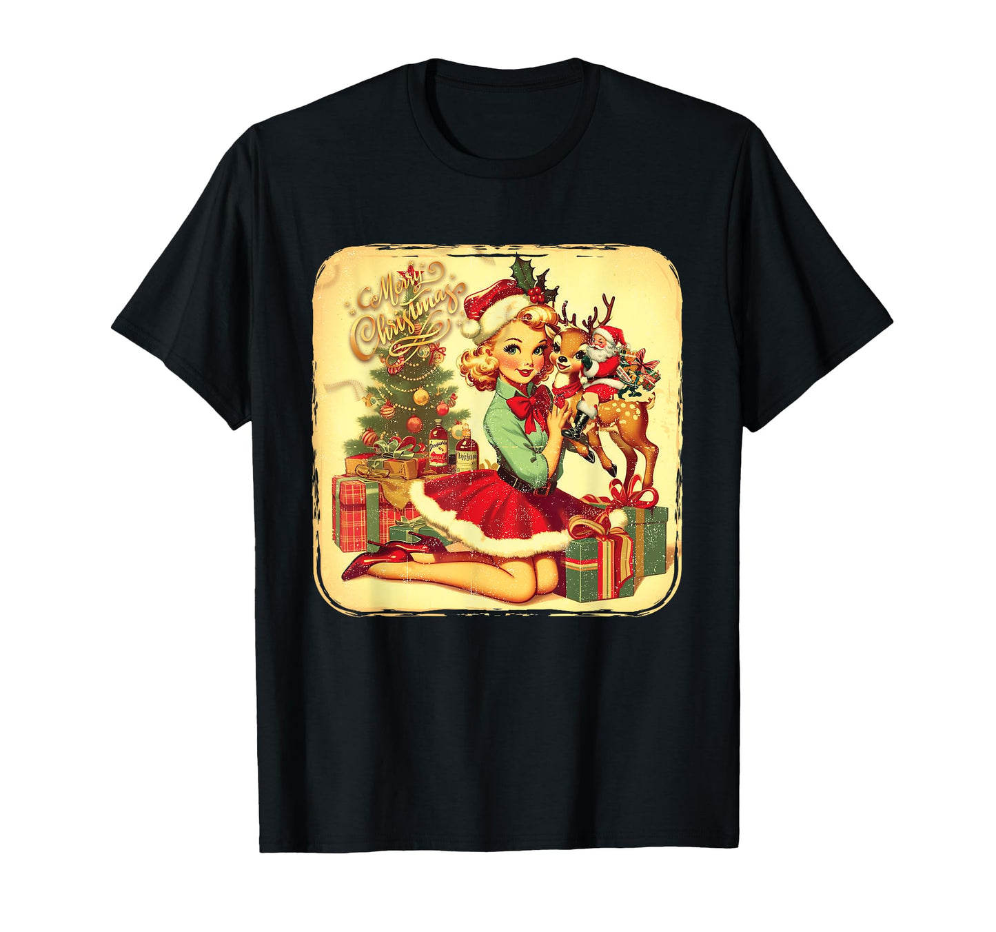 Pin Up Little Reindeer 1950S T-Shirt - Streetwear Style Unisex - T-Shirt, Sweatshirt, Hoodie