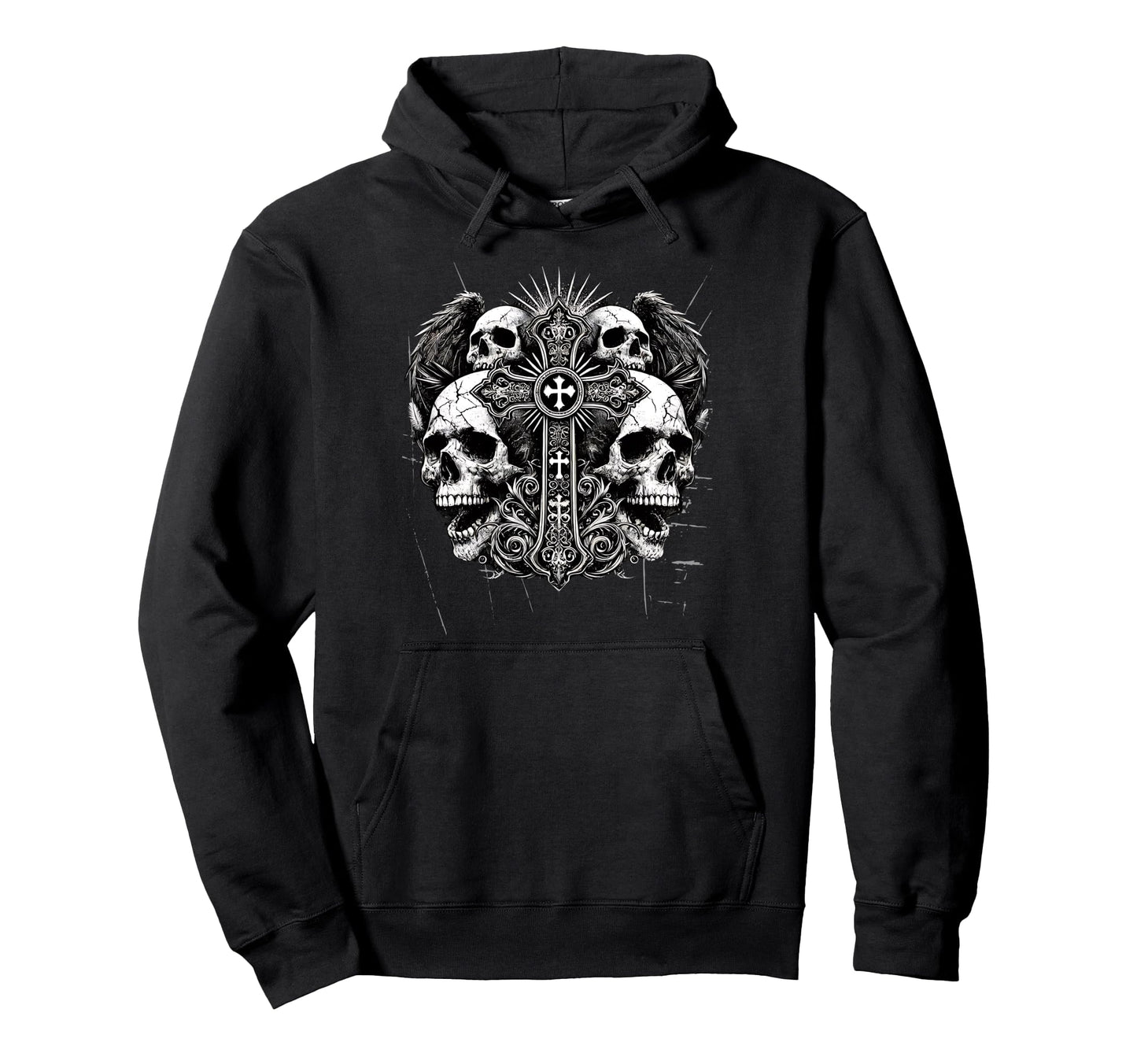Skull Cross Y2K Goth Alt Grunge Gothic Hoodie - Custom Art Print Unisex - T-Shirt, Sweatshirt, Hoodie