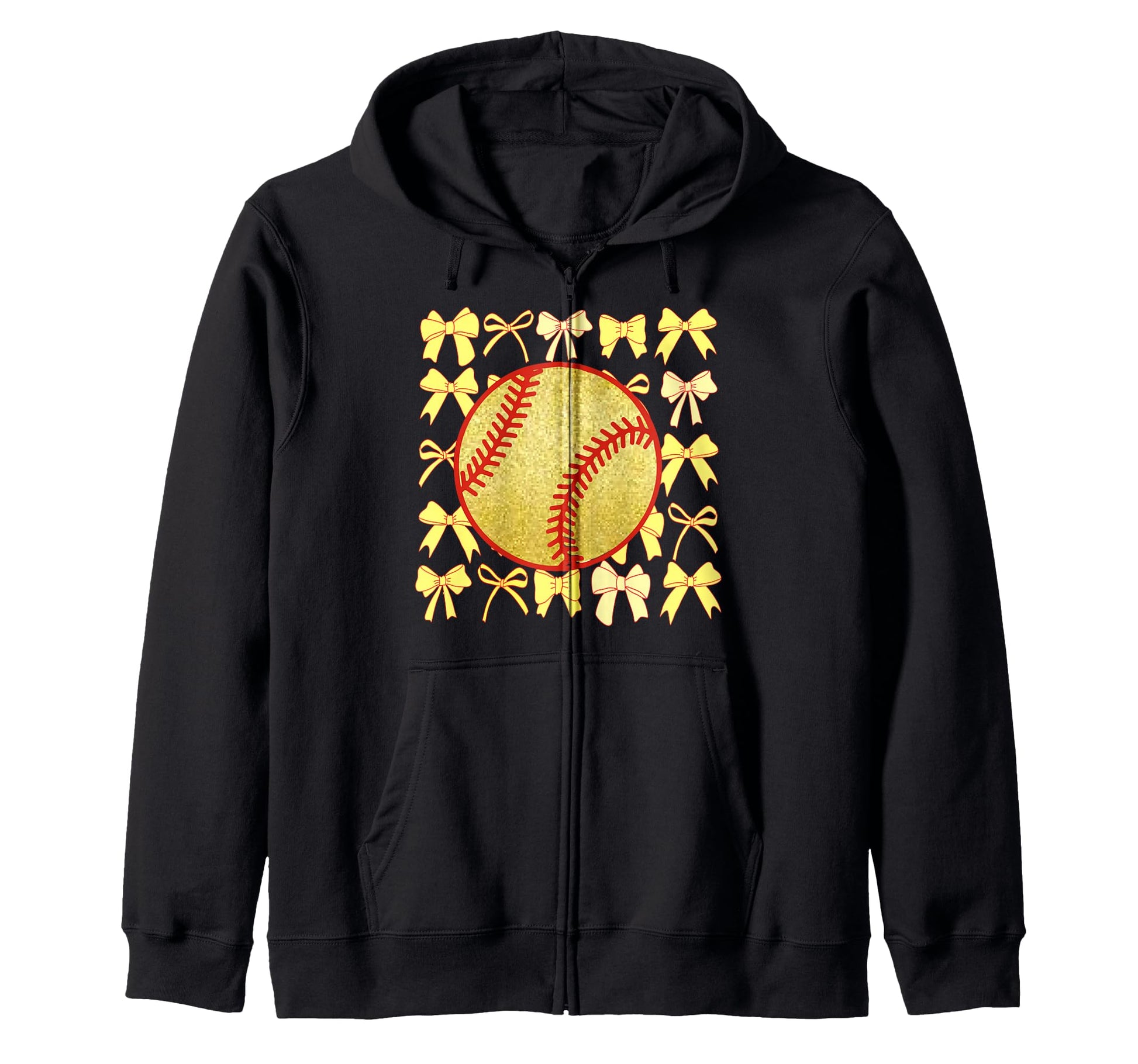 Baseball Bow Ribbon Softball Yellow Sweatshirt - Unique Graphic Unisex - T-Shirt, Sweatshirt, Hoodie