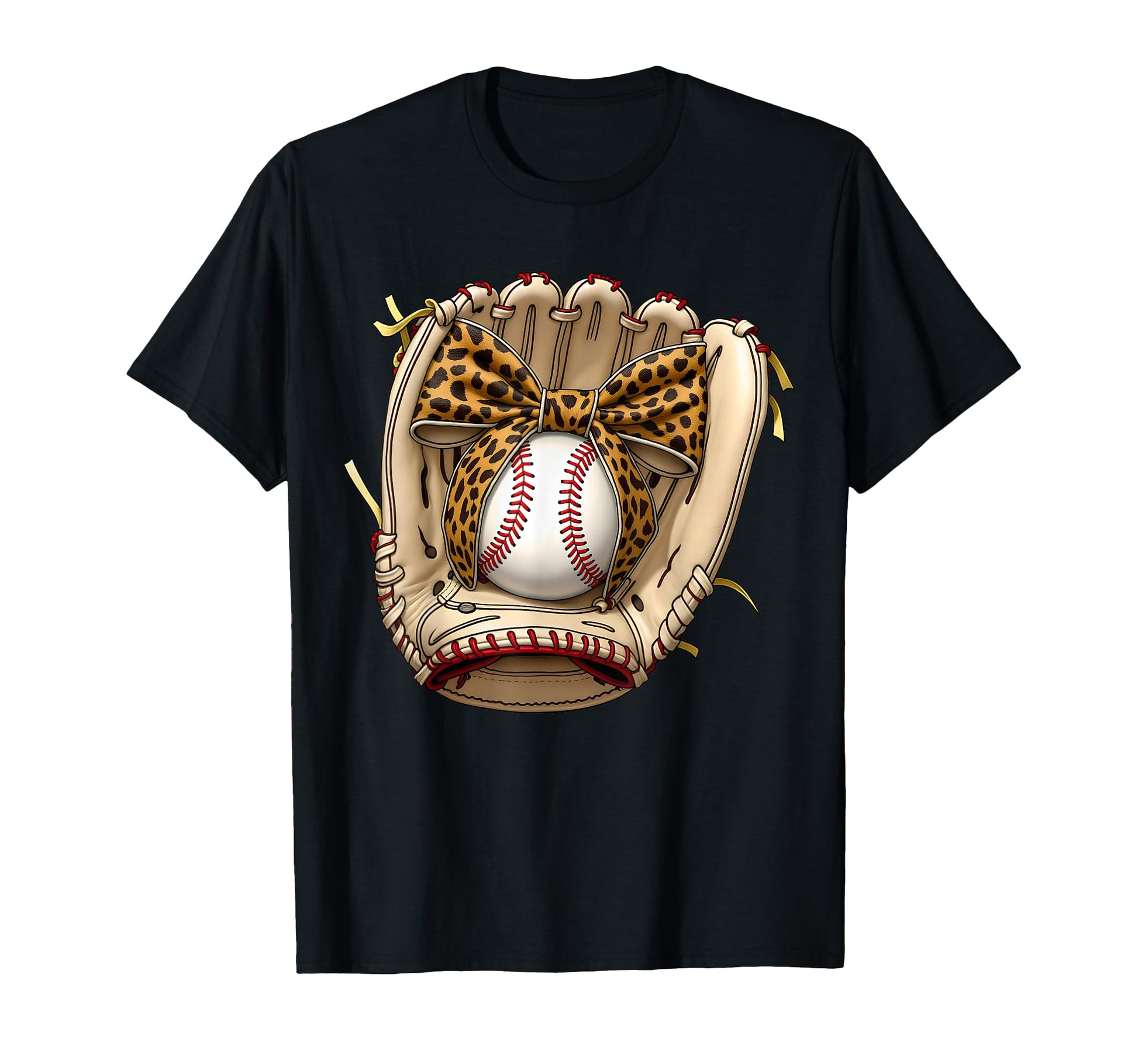 Baseball Glove Coquette Bow Leopard Mom T-Shirt - Aesthetic Graphic Unisex - T-Shirt, Sweatshirt, Hoodie