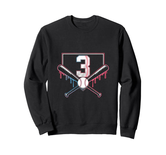 Baseball Home Ice Cream 3Th Birthday Sweatshirt - Graphic Print Unisex - T-Shirt, Sweatshirt, Hoodie