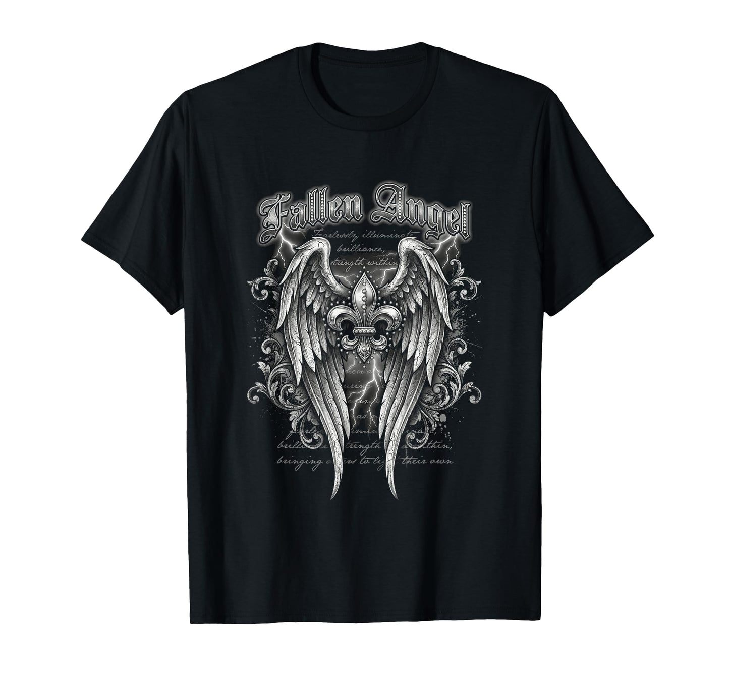 Fallen Angel Wings Fleur De Lis Gothic T-Shirt - Unique Graphic Unisex - T-Shirt, Sweatshirt, Hoodie