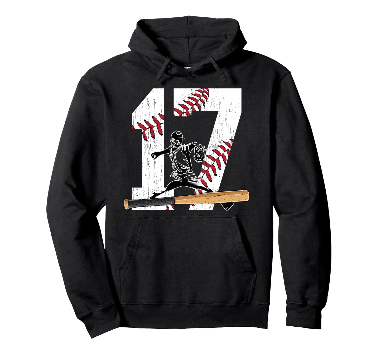 17Th Birthday Baseball Seventeen Year Hoodie - Custom Art Print for Adults - T-Shirt, Sweatshirt, Hoodie