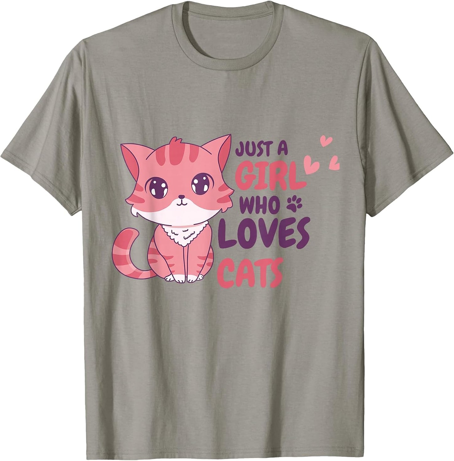 Just A Girl Who Loves Cats Cute Cat Gifts Kids Girls - Adult & Kids T-Shirts, Sweatshirts & Hoodies apparel design preview 1