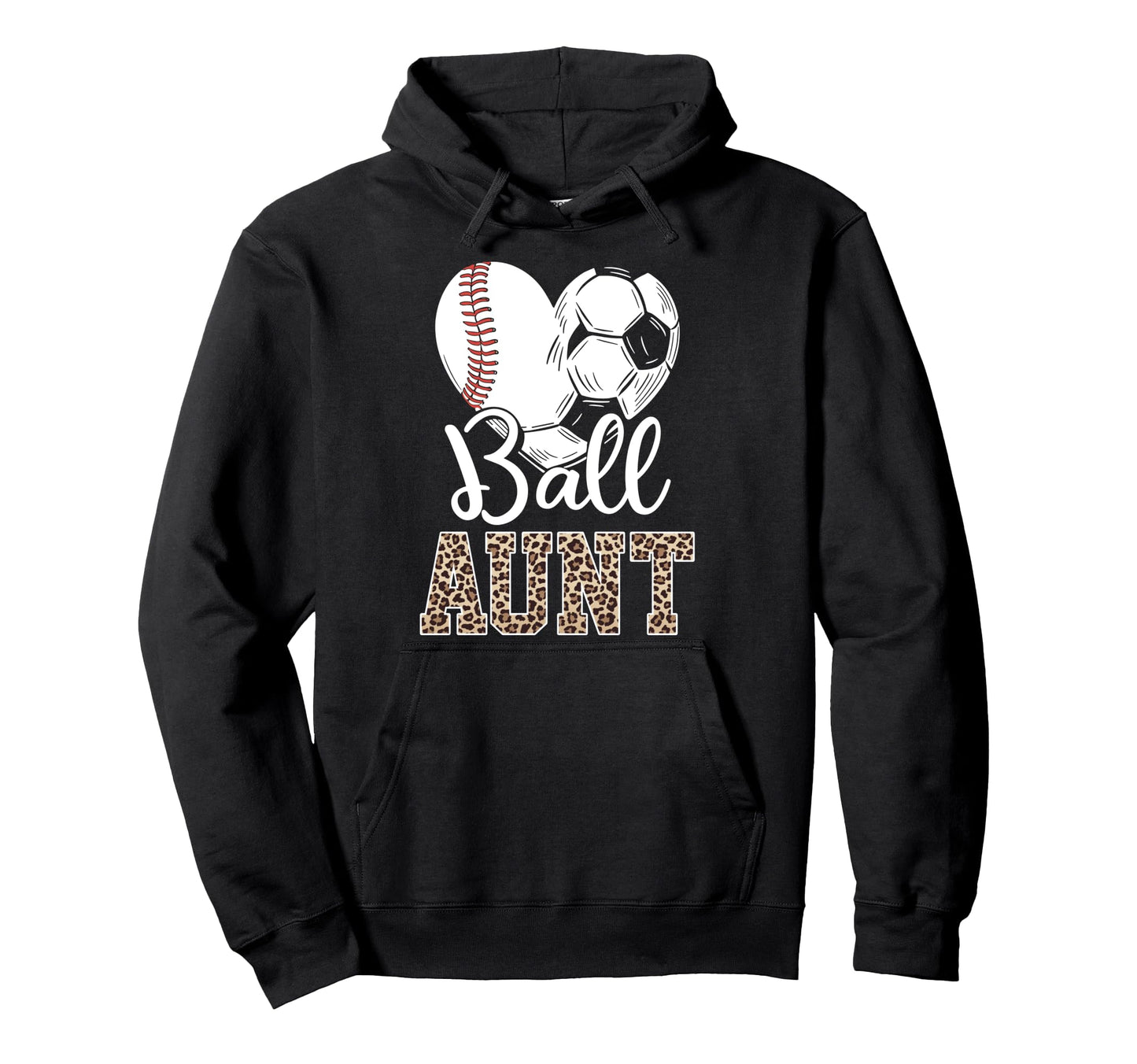 Ball Aunt Heart Baseball Soccer Aunt Hoodie - Aesthetic Graphic Men Women - T-Shirt, Sweatshirt, Hoodie