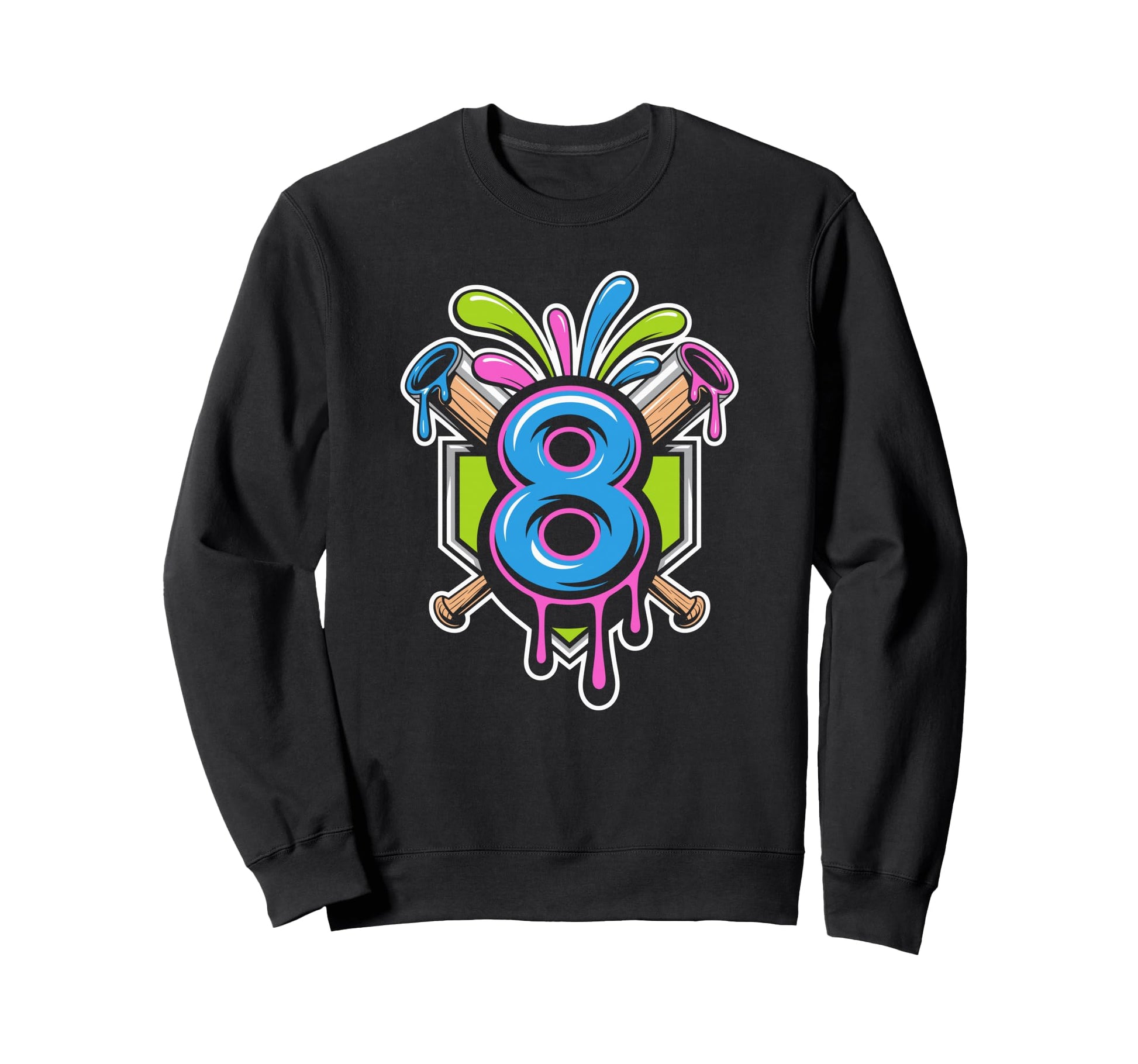 Baseball Number 8 Birthday Sweatshirt - Fun Novelty Design Men Women - T-Shirt, Sweatshirt, Hoodie