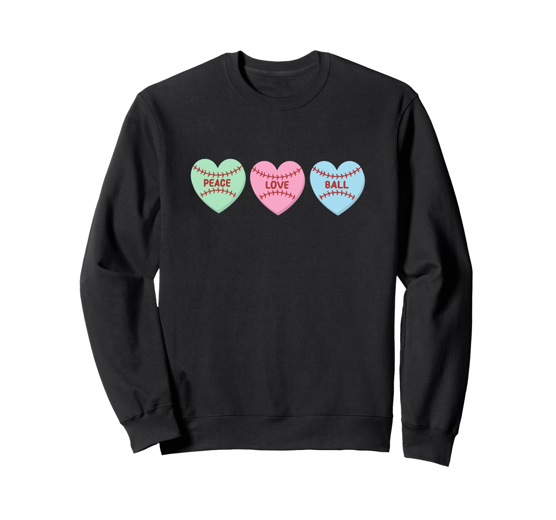Peace Love Ball Baseball Softball Sweatshirt - Unique Graphic Men Women - T-Shirt, Sweatshirt, Hoodie