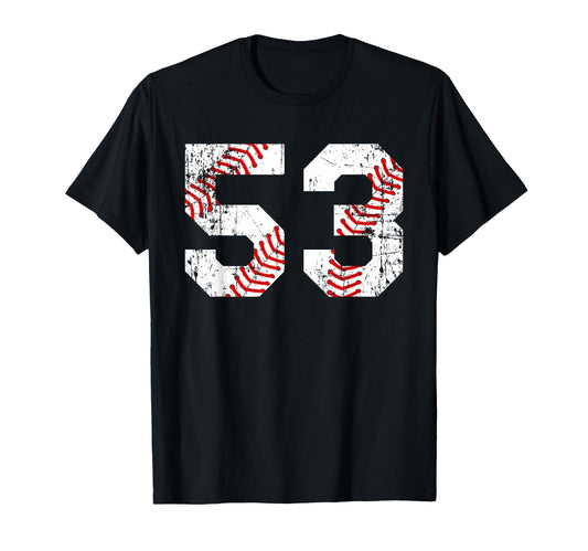 Baseball 53 Jersey Number T-Shirt - Casual Everyday Wear for Adults - T-Shirt, Sweatshirt, Hoodie