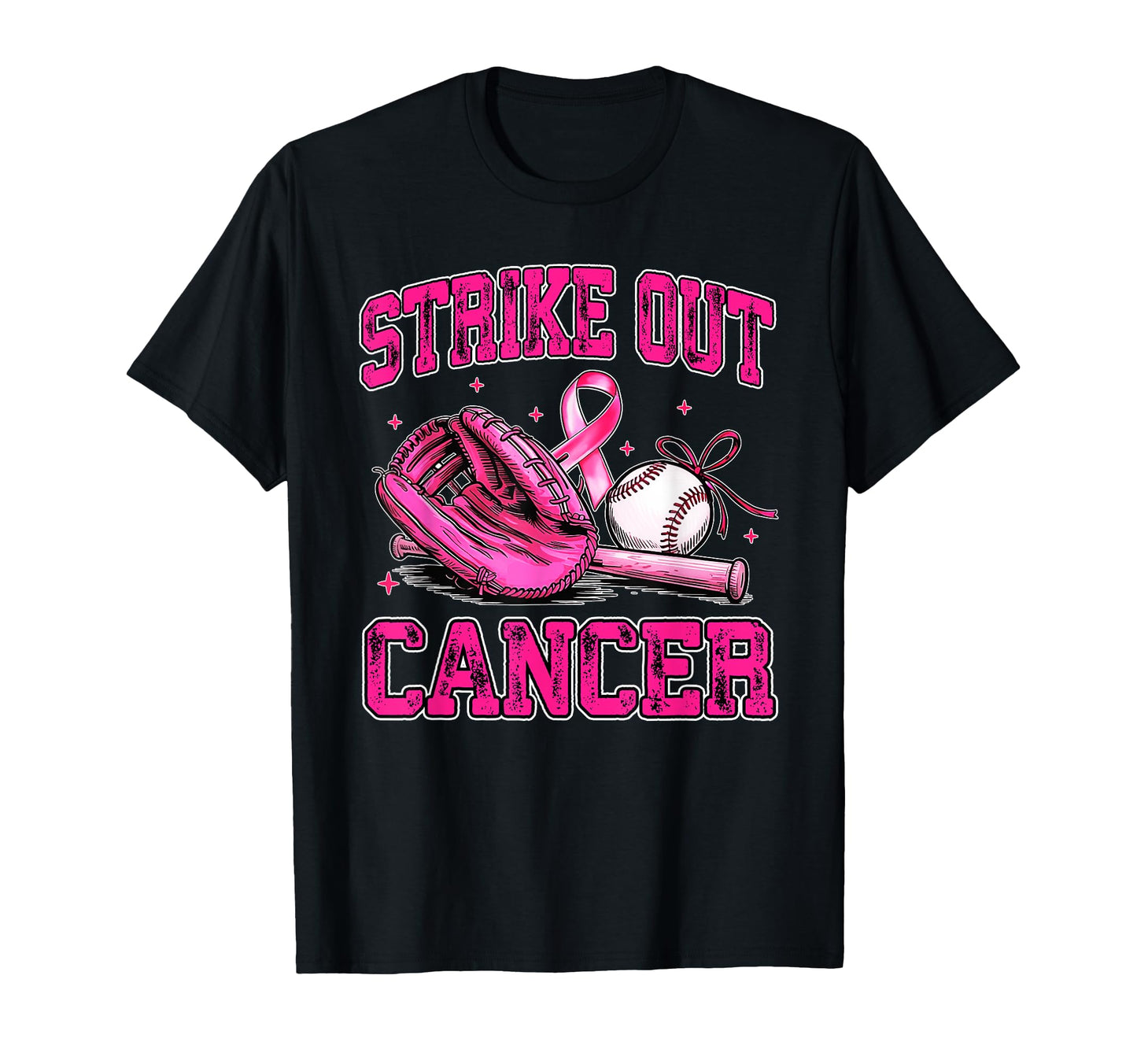 Strike Out Breast Cancer Baseball Fight T-Shirt - Aesthetic Graphic Unisex - T-Shirt, Sweatshirt, Hoodie