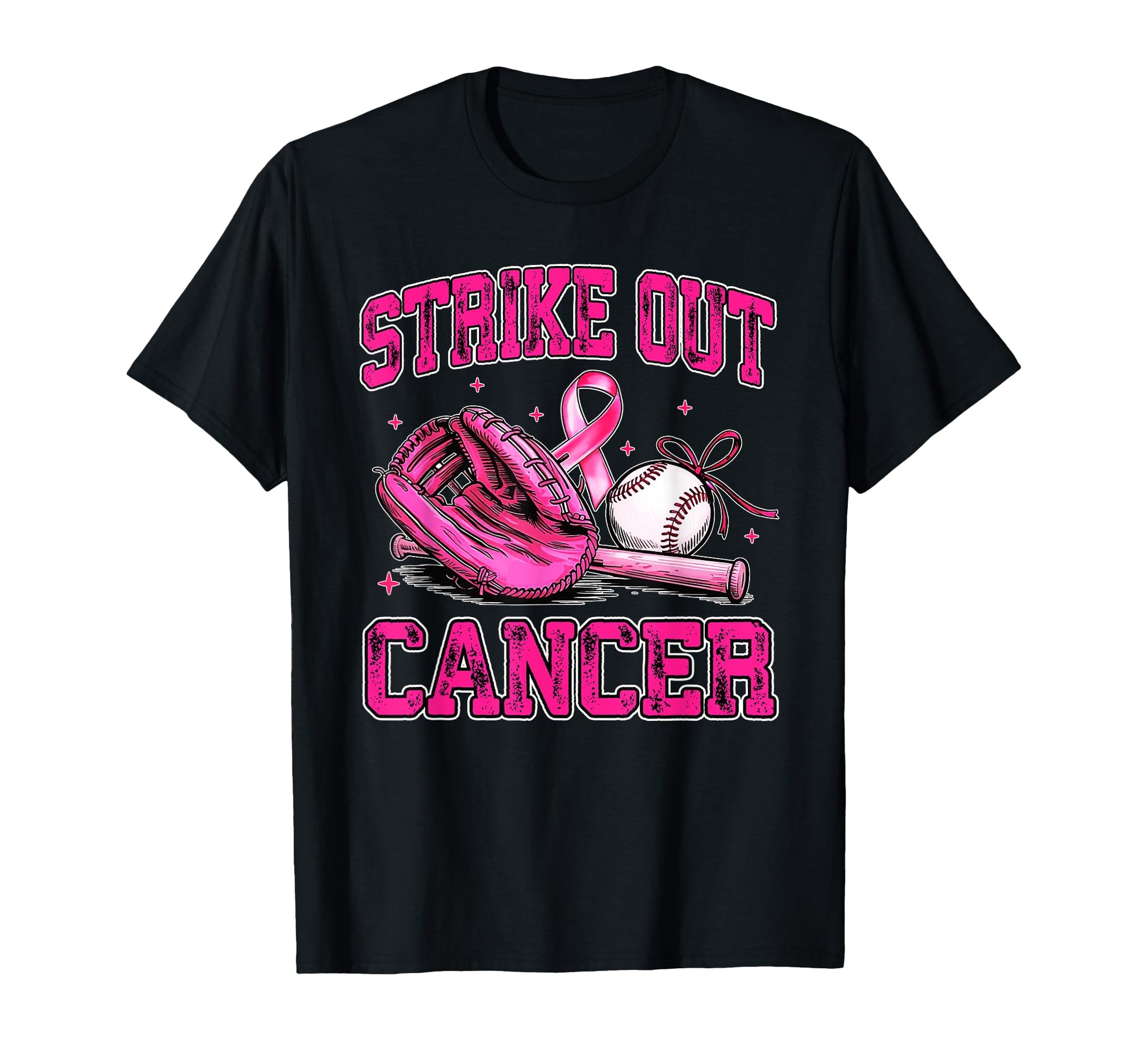 Strike Out Breast Cancer Baseball Fight T-Shirt - Aesthetic Graphic Unisex - T-Shirt, Sweatshirt, Hoodie