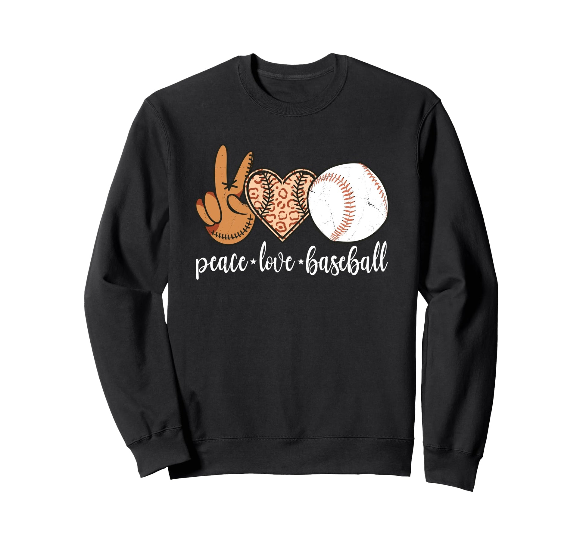 Funny Peace Love Baseball Leopard Sweatshirt - Aesthetic Graphic Men Women - T-Shirt, Sweatshirt, Hoodie