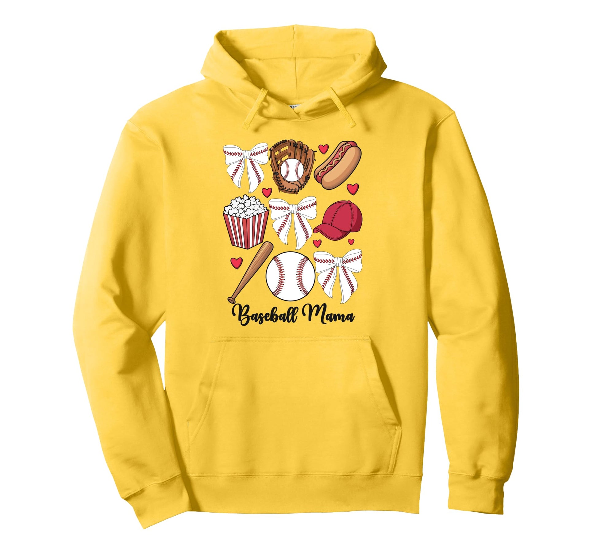 Baseball Coquette Bow Cheer Mama Hoodie - Novelty Apparel Men Women - T-Shirt, Sweatshirt, Hoodie