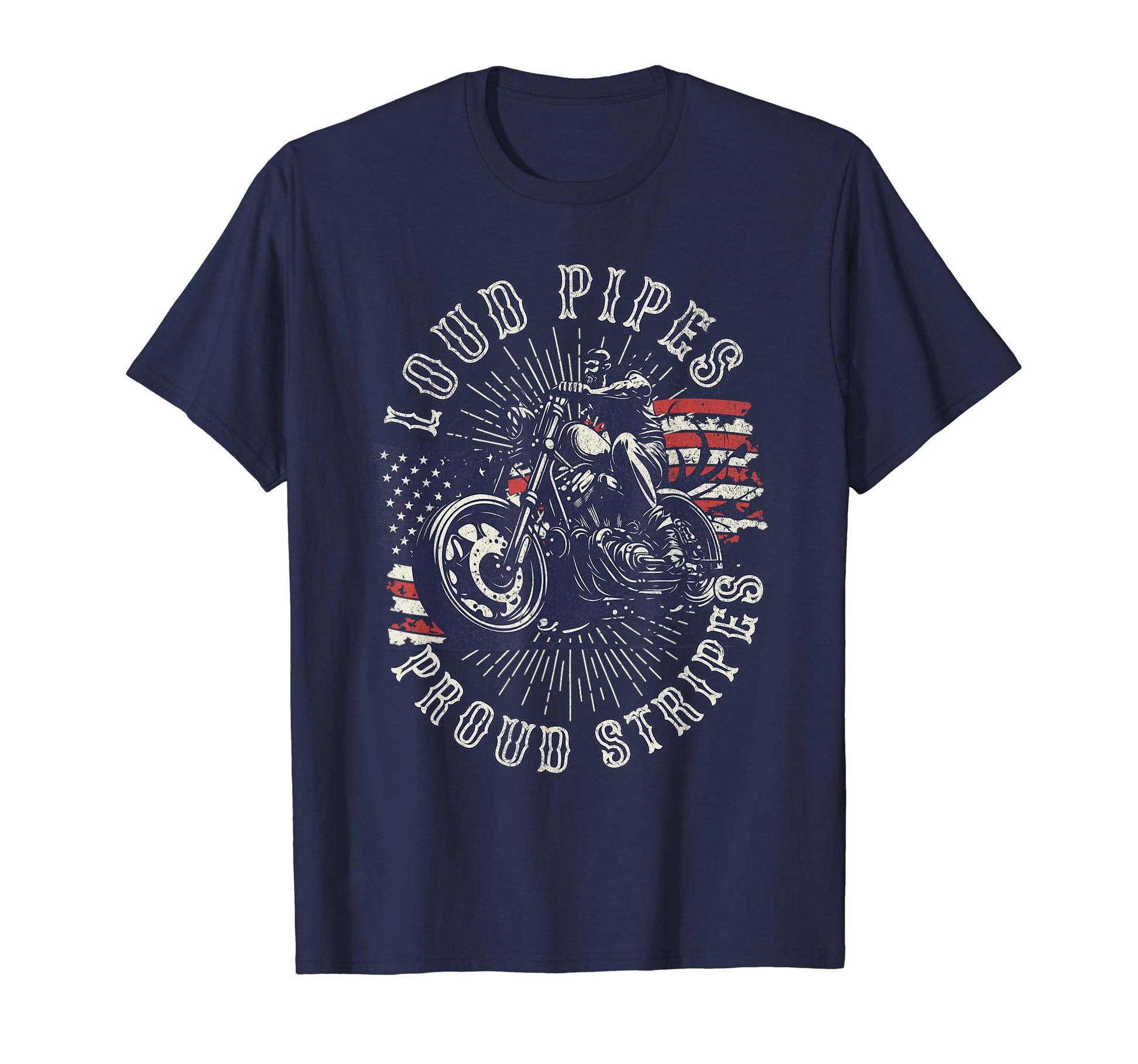 Patriotic Old Biker American Us Flag T-Shirt - Custom Art Print Unisex - T-Shirt, Sweatshirt, Hoodie