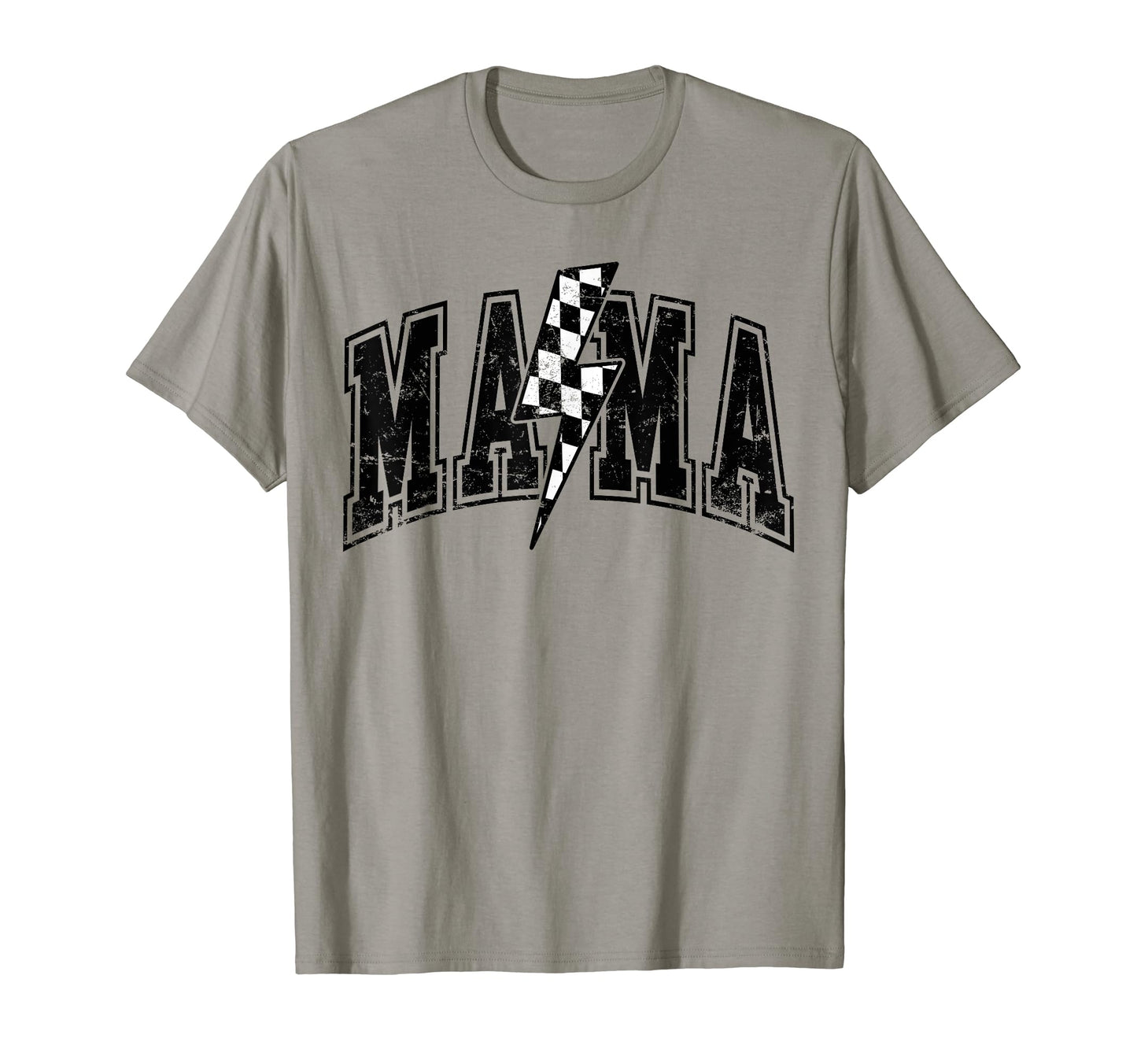 Mama Lightning Bolt Checkered Varsity Mom T-Shirt - Novelty Apparel Unisex - T-Shirt, Sweatshirt, Hoodie