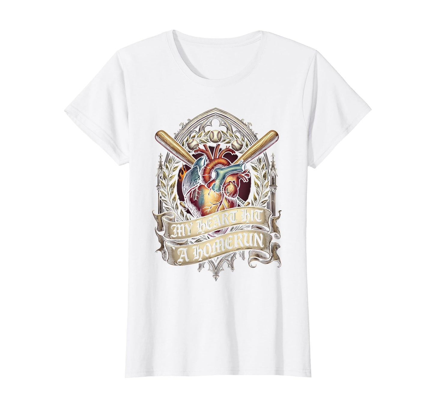 My Heart Hit Homerun Baseball Mom T-Shirt - Casual Everyday Wear Men Women - T-Shirt, Sweatshirt, Hoodie