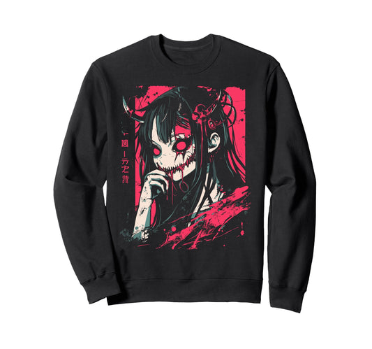 Anime Horror Aesthetic Vaporwave Sweatshirt - Aesthetic Graphic Men Women - T-Shirt, Sweatshirt, Hoodie