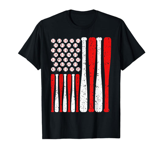 American Baseball Flag Baseball Flag T-Shirt - Aesthetic Graphic for Adults - T-Shirt, Sweatshirt, Hoodie