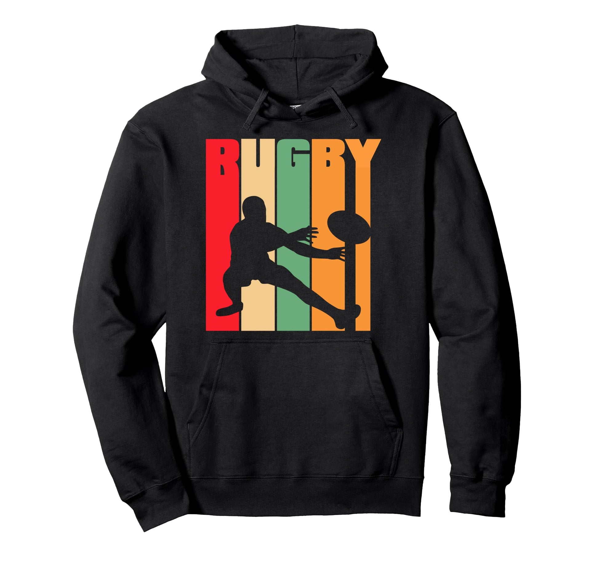 Rugby Silhouette Stripes Colorful Rugby Hoodie - Custom Art Print Unisex - T-Shirt, Sweatshirt, Hoodie