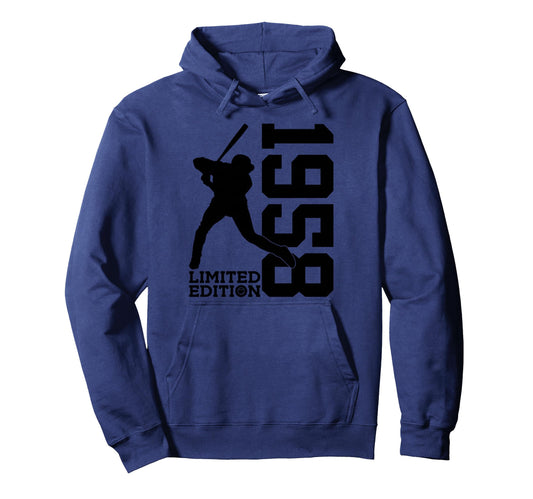 68Th Birthday Baseball 1958 Hoodie - Trendy Graphic Men Women - T-Shirt, Sweatshirt, Hoodie