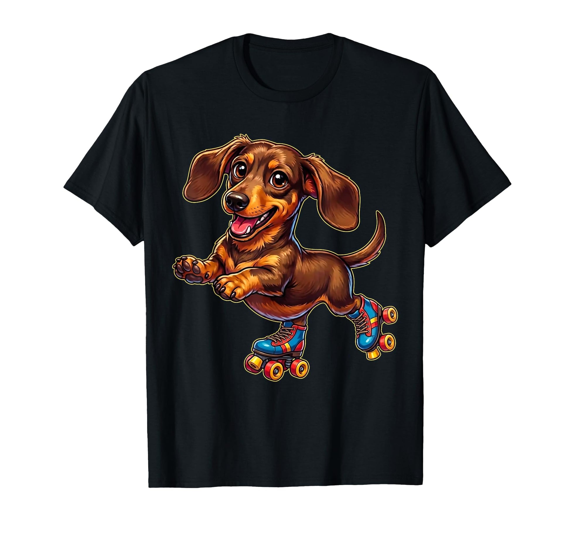 Funny Dachshund Roller Skates Wiener T-Shirt - Streetwear Style for Adults - T-Shirt, Sweatshirt, Hoodie