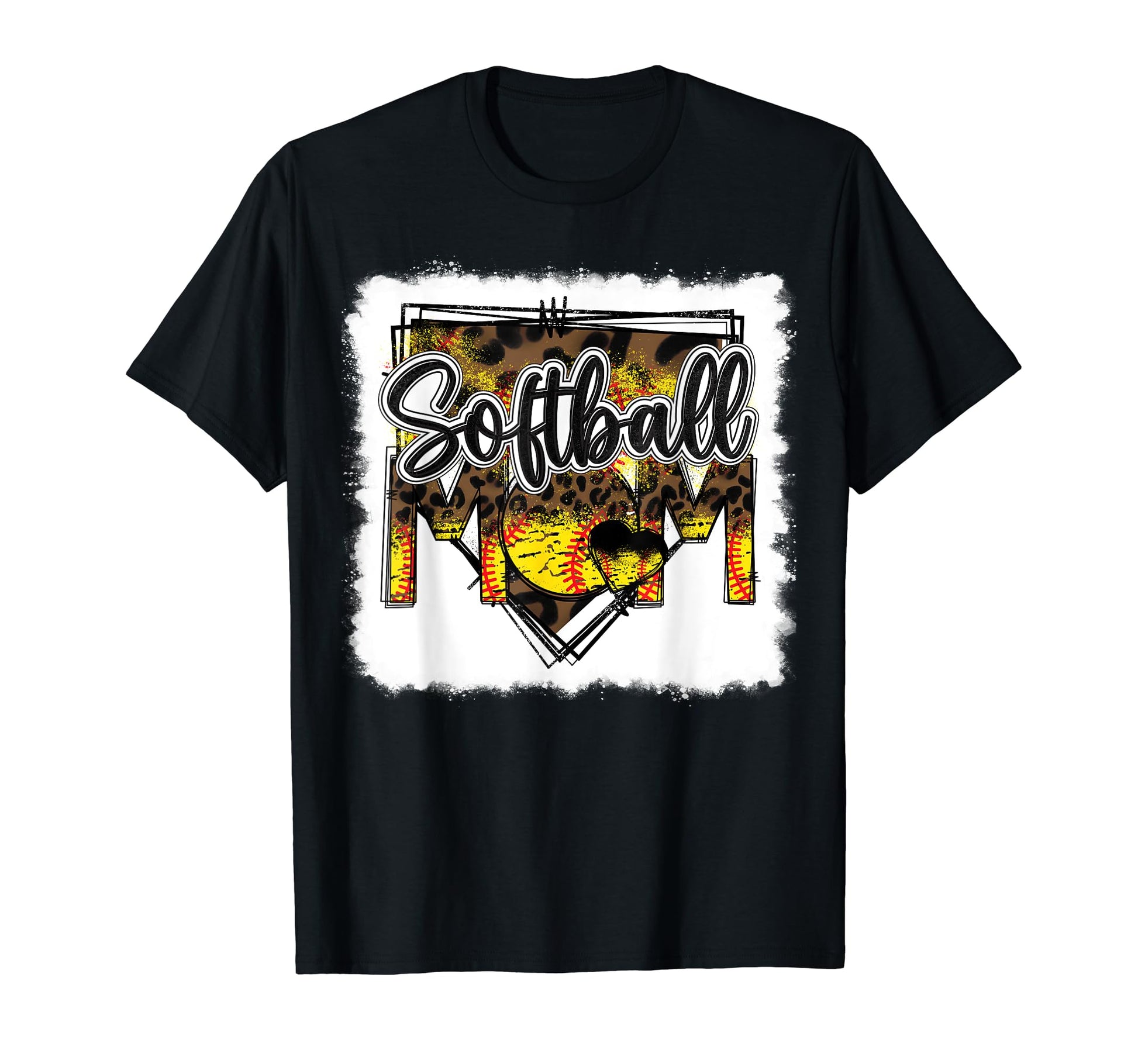 Bleached Softball Mom Leopard Funny T-Shirt - Trendy Graphic for Adults - T-Shirt, Sweatshirt, Hoodie